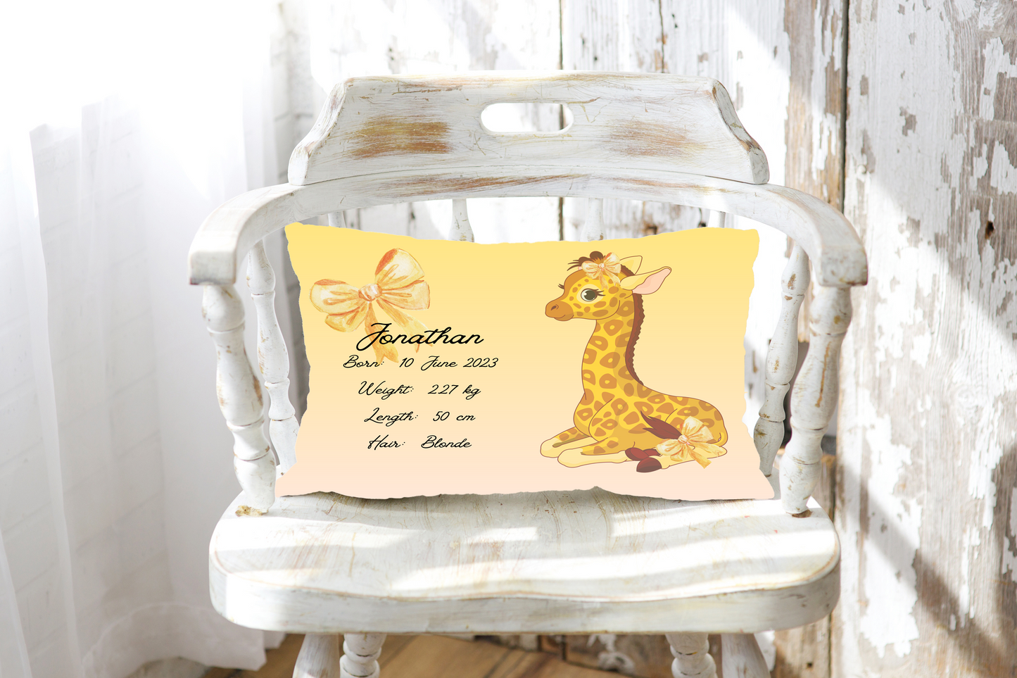 Personalised plush faux suede Giraffe Throw Cushion, a cherished keepsake for life's precious moments!