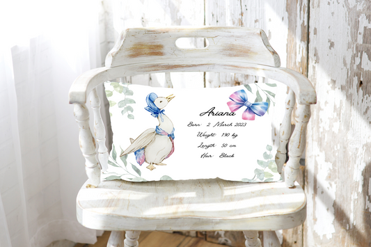 Personalised plush faux suede Mother Goose Throw Cushion, a cherished keepsake for life's precious moments!