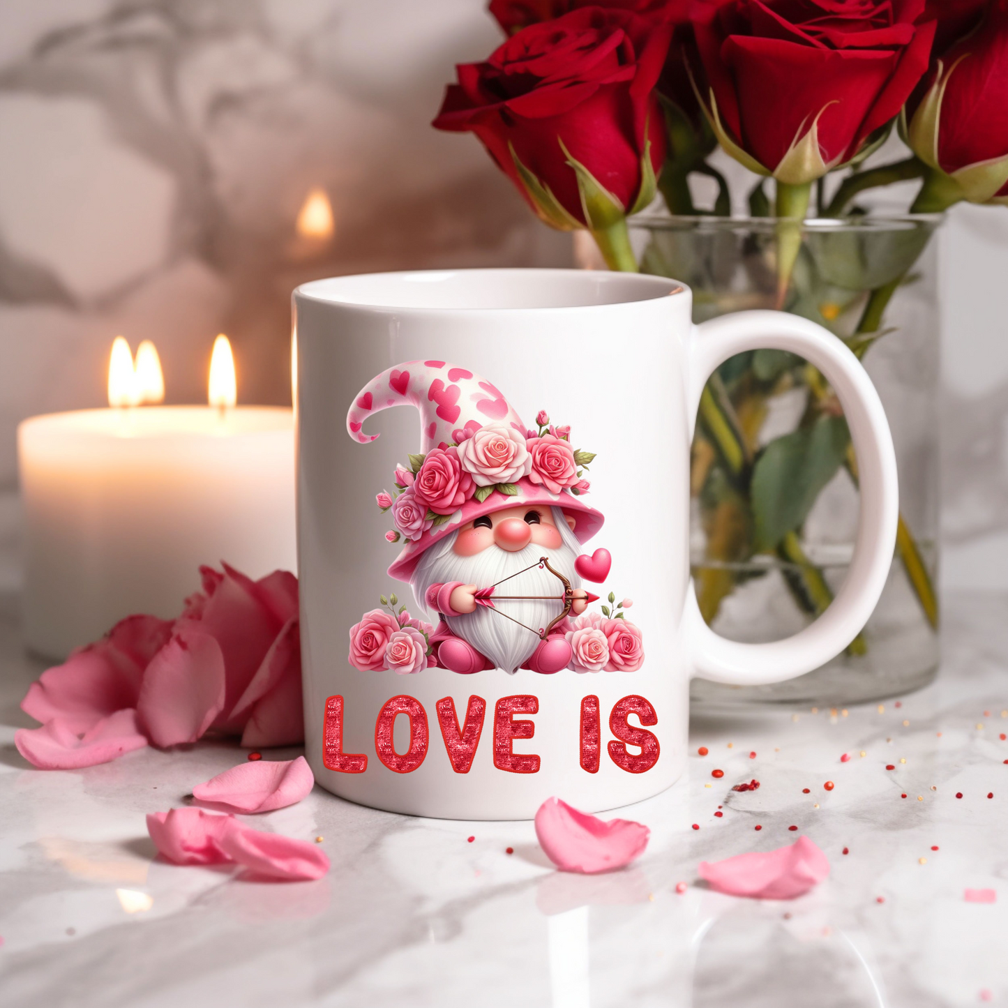 Radiant Romance: “Love Is” Valentine's Day Mugs – Sip Love, Share Joy. Dishwasher and Microwave Safe. 11oz & 15oz Sizes. Double-Sided