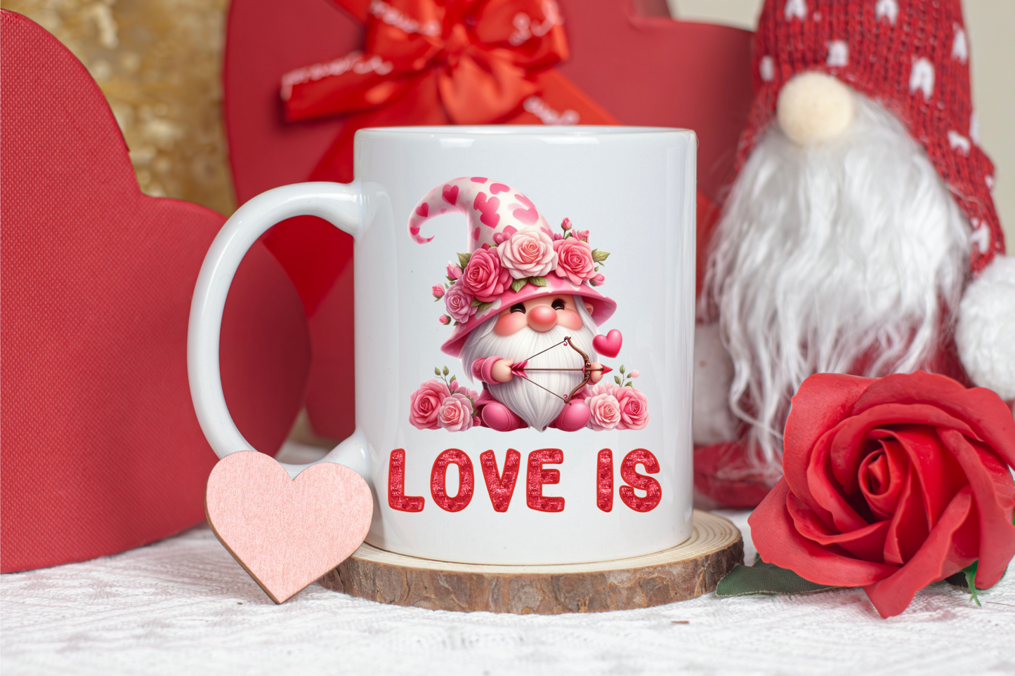 Radiant Romance: “Love Is” Valentine's Day Mugs – Sip Love, Share Joy. Dishwasher and Microwave Safe. 11oz & 15oz Sizes. Double-Sided