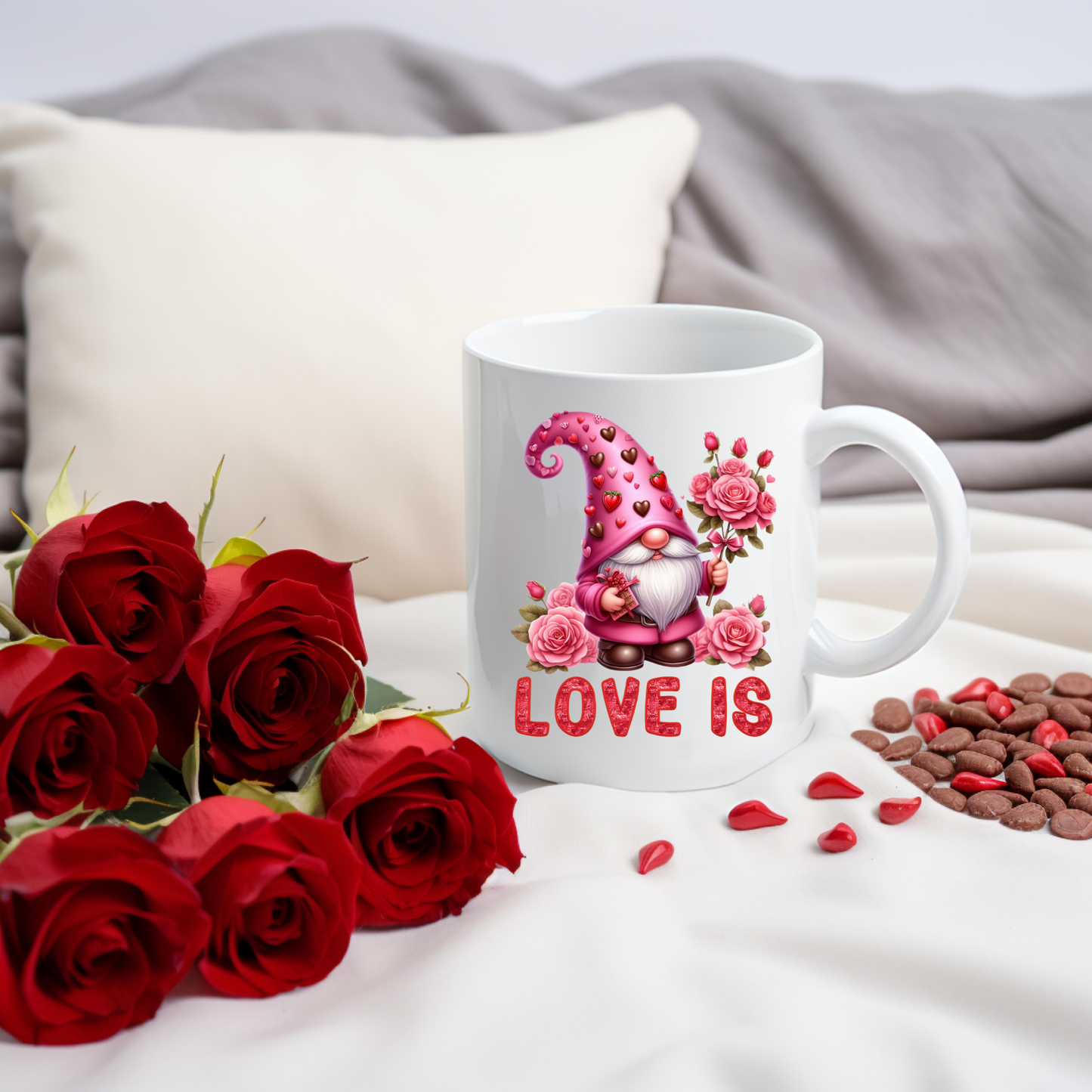 Radiant Romance: “Love Is” Valentine's Day Mugs – Sip Love, Share Joy. Dishwasher and Microwave Safe. 11oz & 15oz Sizes. Double-Sided