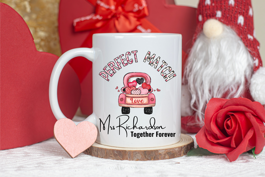 Love Brewed to Perfection: Personalized 'Perfect Match' Ceramic Mugs for Timeless Romance and Everyday Elegance!