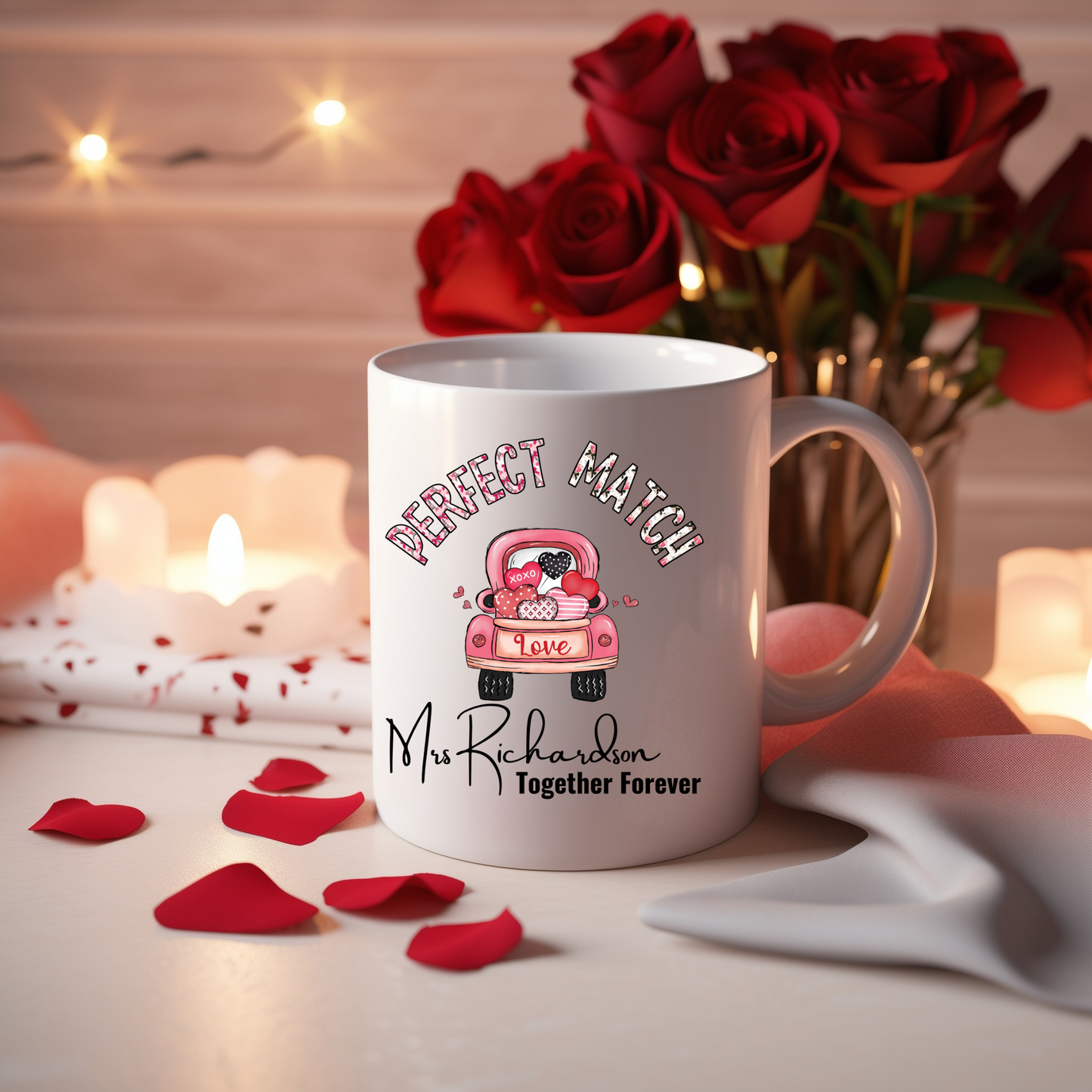 Love Brewed to Perfection: Personalized 'Perfect Match' Ceramic Mugs for Timeless Romance and Everyday Elegance!