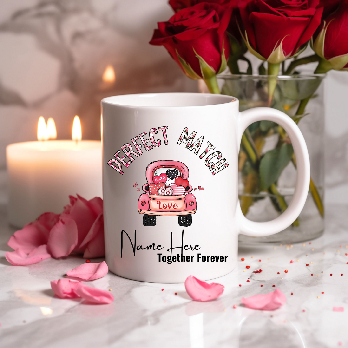 Love Brewed to Perfection: Personalized 'Perfect Match' Ceramic Mugs for Timeless Romance and Everyday Elegance!