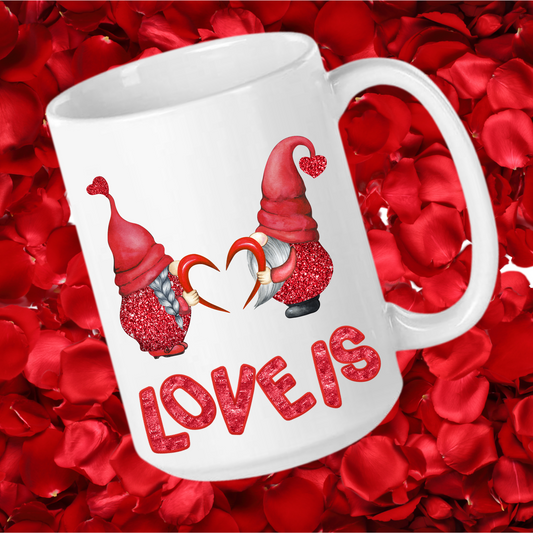 Radiant Romance: “Love Is” Valentine's Day Mugs – Sip Love, Share Joy. Dishwasher and Microwave Safe. 11oz & 15oz Sizes. Double-Sided Design