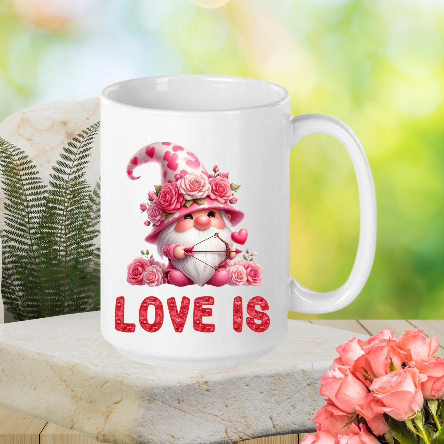 Radiant Romance: “Love Is” Valentine's Day Mugs – Sip Love, Share Joy. Dishwasher and Microwave Safe. 11oz & 15oz Sizes. Double-Sided