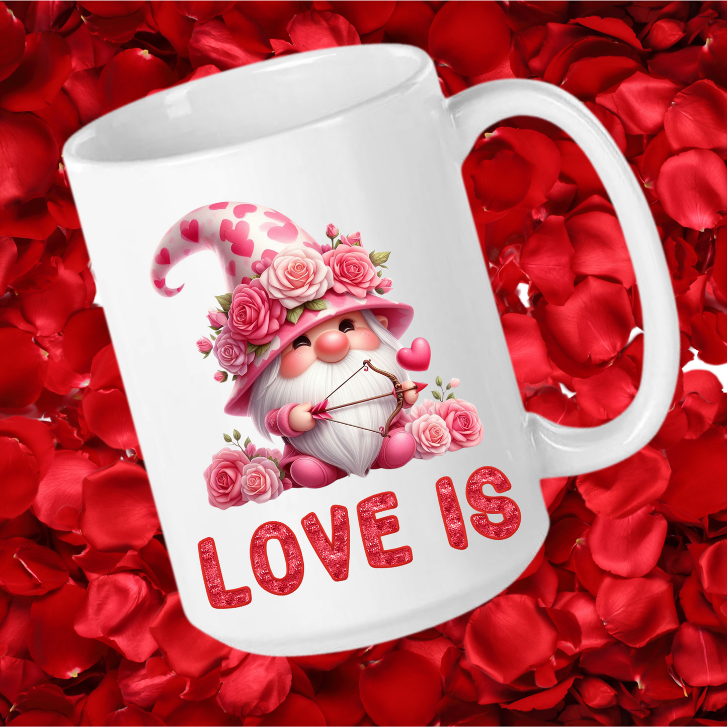 Radiant Romance: “Love Is” Valentine's Day Mugs – Sip Love, Share Joy. Dishwasher and Microwave Safe. 11oz & 15oz Sizes. Double-Sided