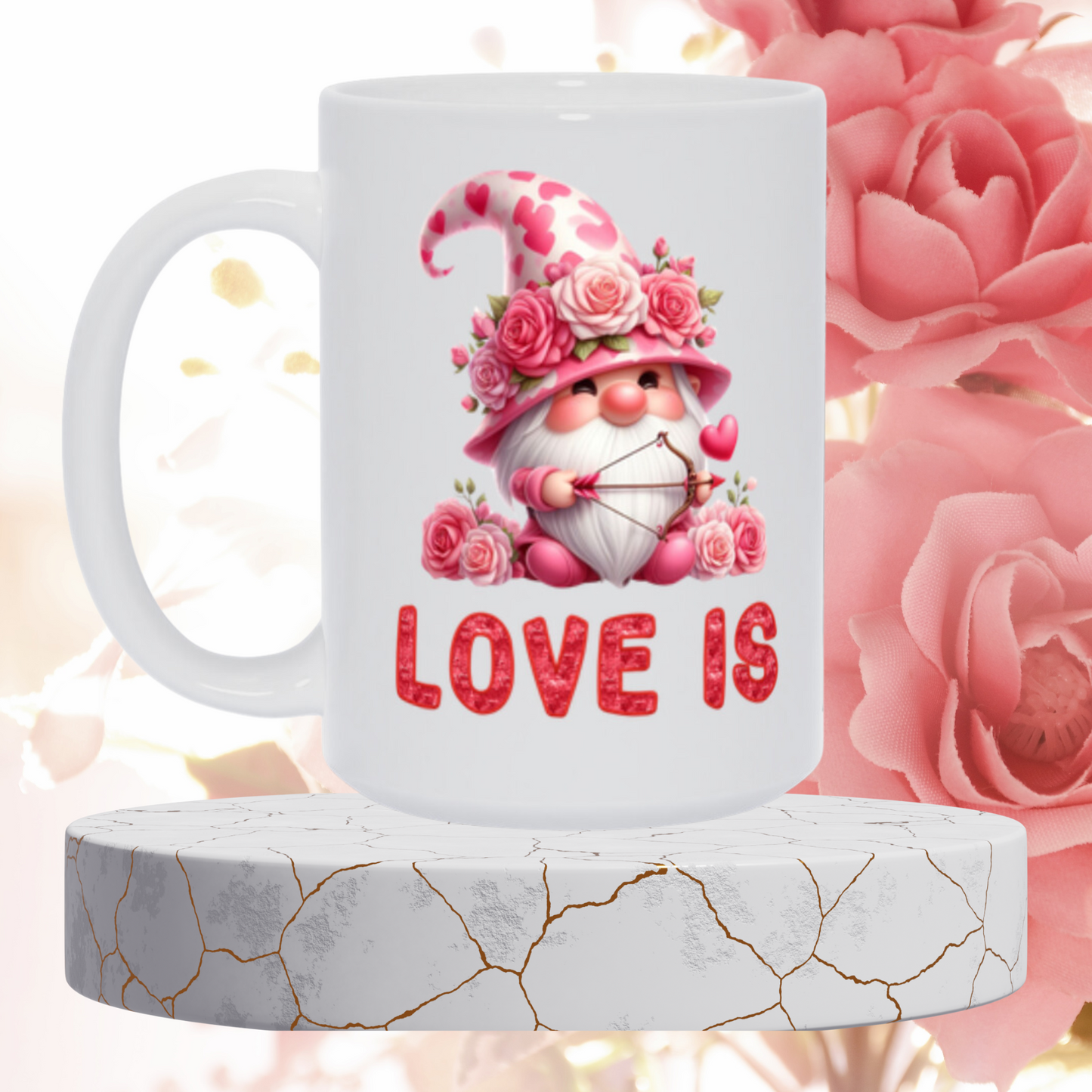 Radiant Romance: “Love Is” Valentine's Day Mugs – Sip Love, Share Joy. Dishwasher and Microwave Safe. 11oz & 15oz Sizes. Double-Sided