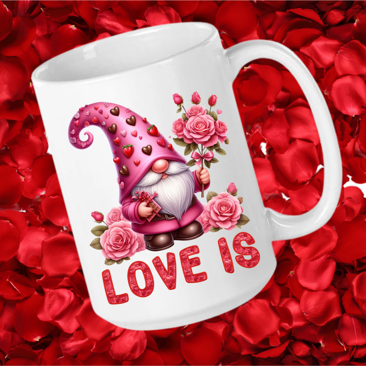 Radiant Romance: 'Love Is' Valentine's Day Mugs – Sip Love, Share Joy. Dishwasher and Microwave Safe. 11oz & 15oz Sizes. Double-Sided Design