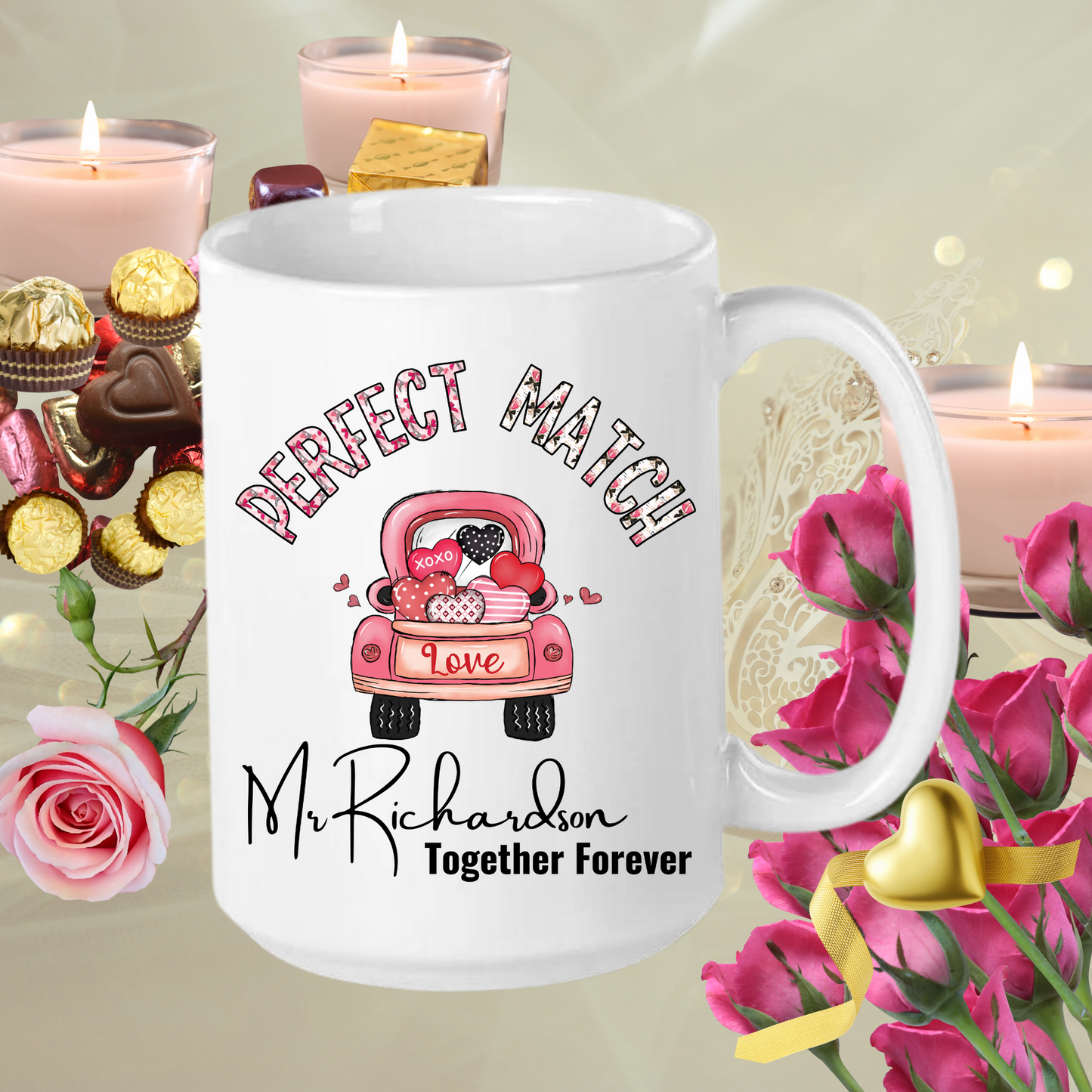 Love Brewed to Perfection: Personalized 'Perfect Match' Ceramic Mugs for Timeless Romance and Everyday Elegance!