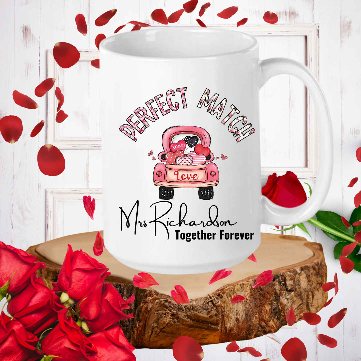 Love Brewed to Perfection: Personalized 'Perfect Match' Ceramic Mugs for Timeless Romance and Everyday Elegance!