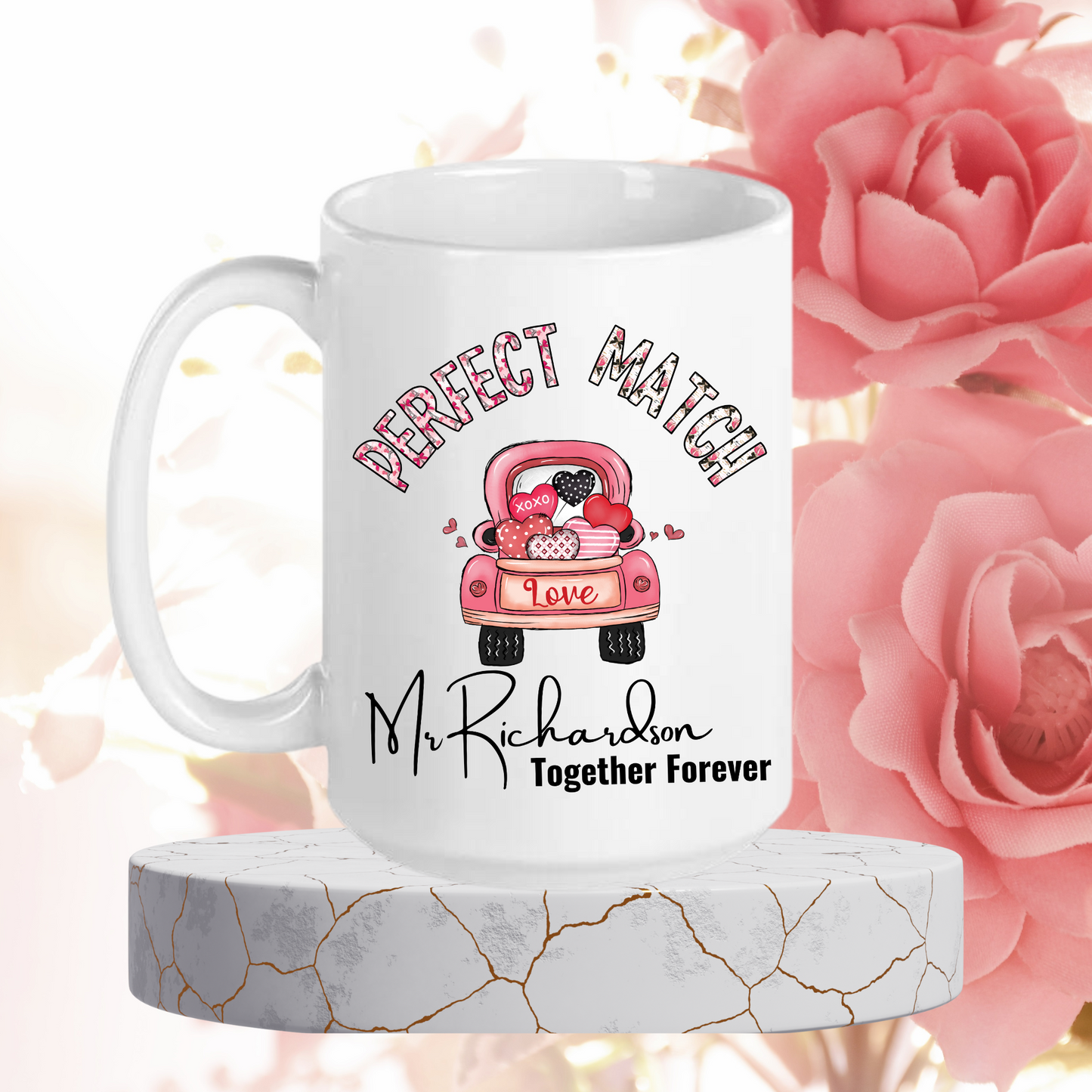 Love Brewed to Perfection: Personalized 'Perfect Match' Ceramic Mugs for Timeless Romance and Everyday Elegance!