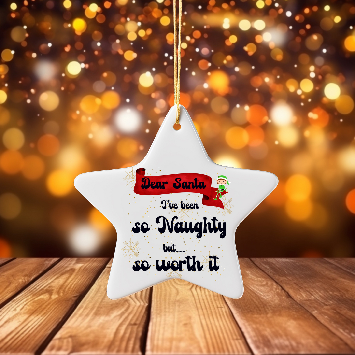 Exquisite Christmas Porcelain Ornaments with “Dear Santa, I’ve been so naughty but… so worth it”; a stunning addition to your holiday decor.