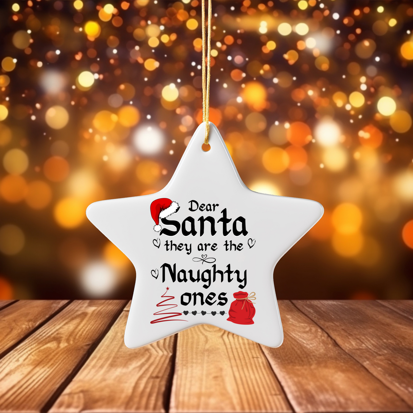 Exquisite Christmas Porcelain Ornaments with “Dear Santa, they are the naughty ones”; a stunning addition to your holiday decor.