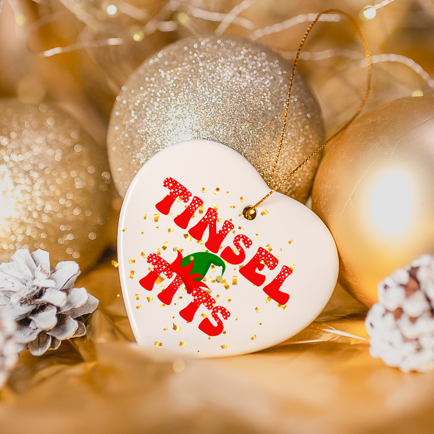 Exquisite Christmas Porcelain Ornaments with “Tinsel Tits”; a stunning addition to your holiday decor.