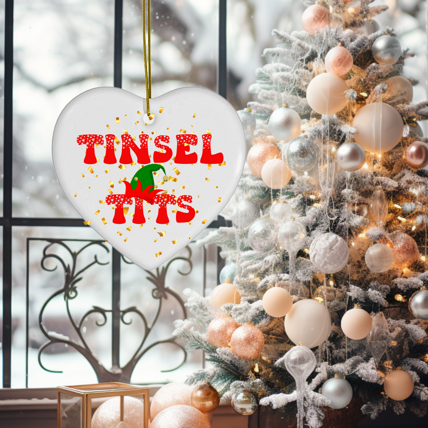 Exquisite Christmas Porcelain Ornaments with “Tinsel Tits”; a stunning addition to your holiday decor.