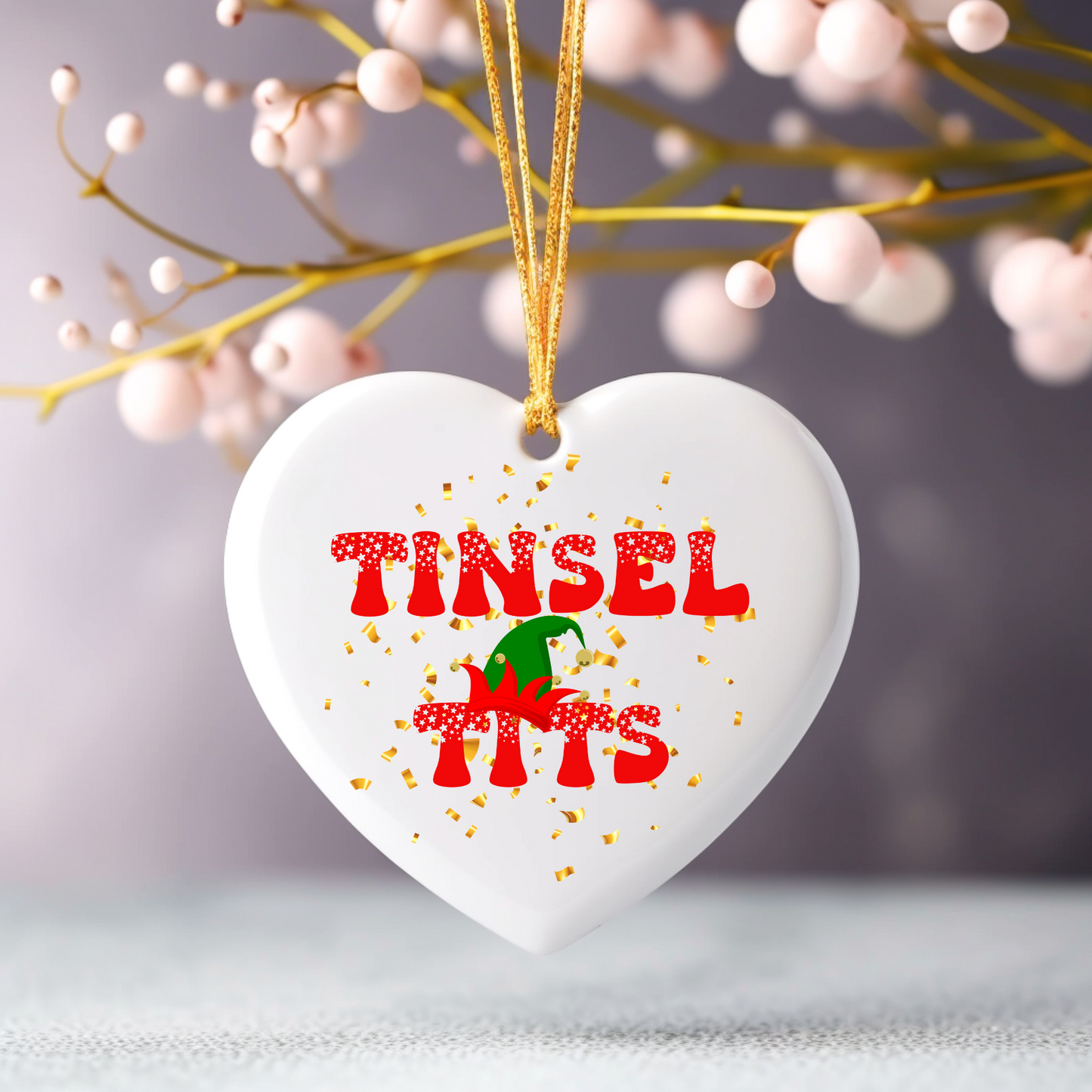 Exquisite Christmas Porcelain Ornaments with “Tinsel Tits”; a stunning addition to your holiday decor.