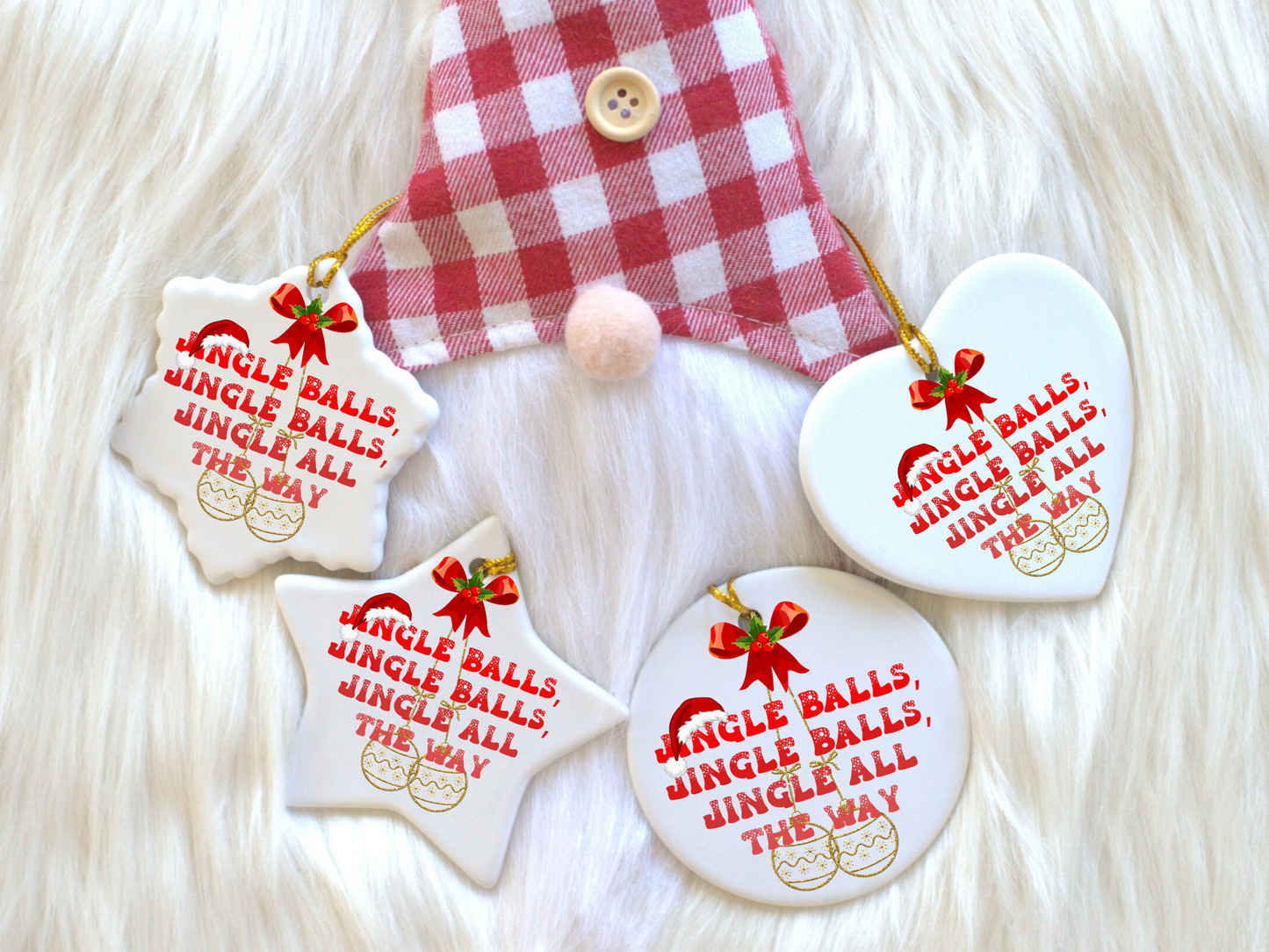 Exquisite Christmas Porcelain Ornaments with “Jingle Balls”; a stunning addition to your holiday decor.