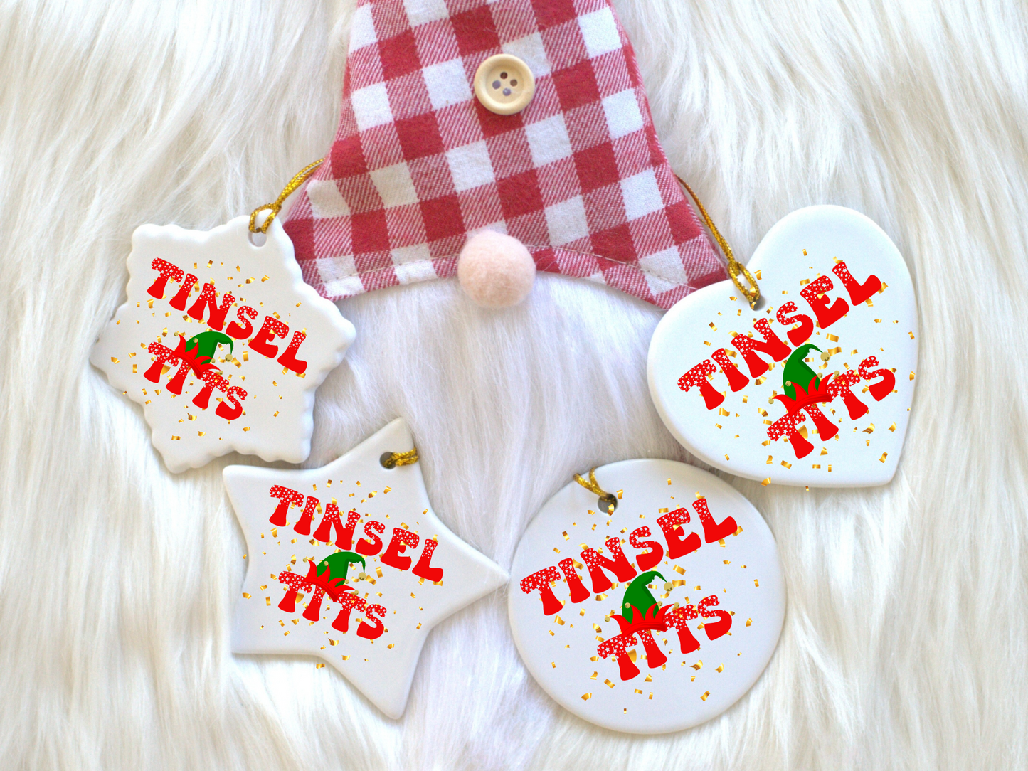 Exquisite Christmas Porcelain Ornaments with “Tinsel Tits”; a stunning addition to your holiday decor.