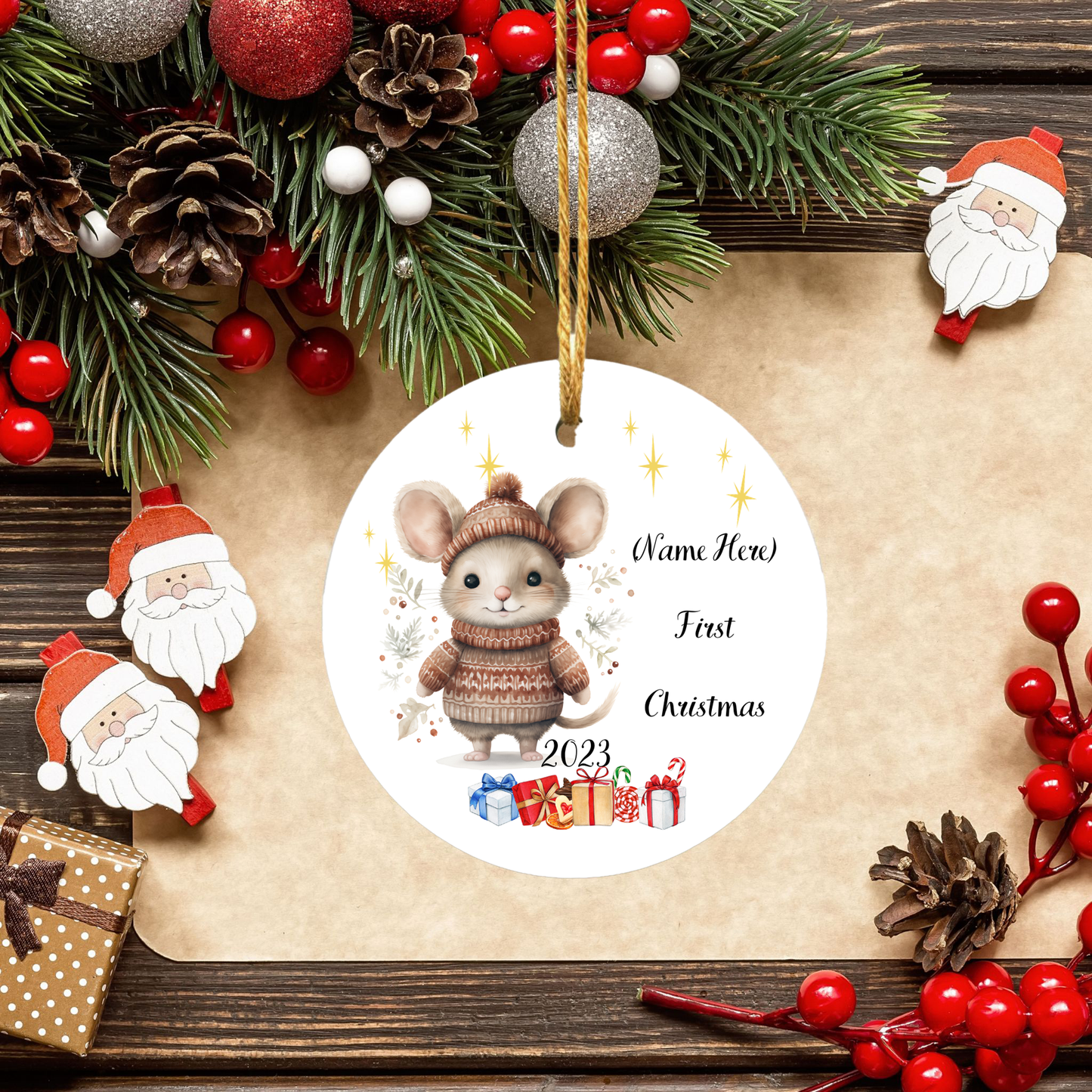 Custom Baby's 1st Christmas Porcelain Ornament:  Cherish Moments