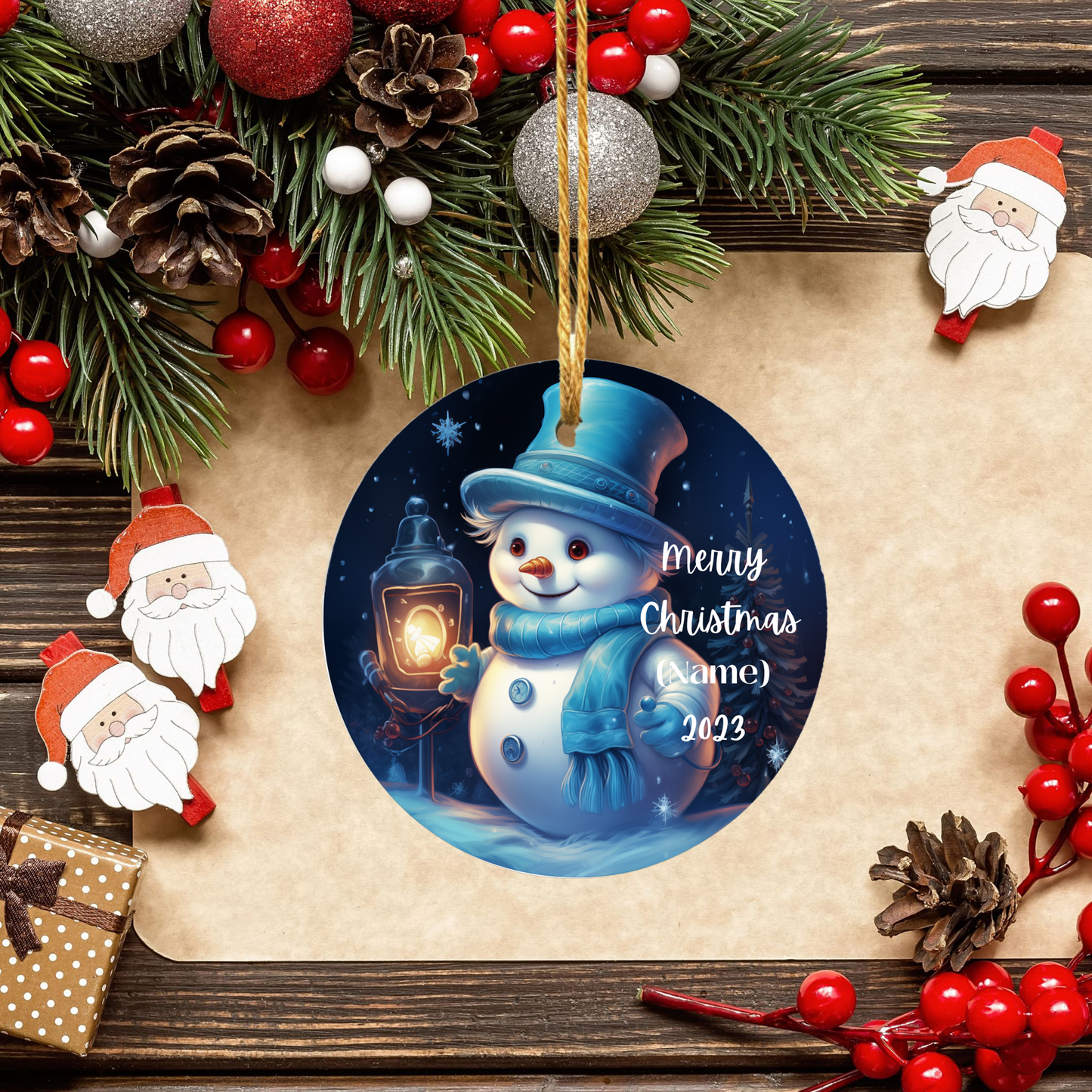 Charming Personalized Children’s Snowman Porcelain Christmas Ornament: Elegance In Every Detail For Your Holiday Joy!