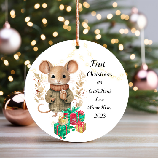 Cherished Beginnings:  Personalized Porcelain Ornament for Grandparents' First Christmas – Handmade Elegance, Lasting Memories.