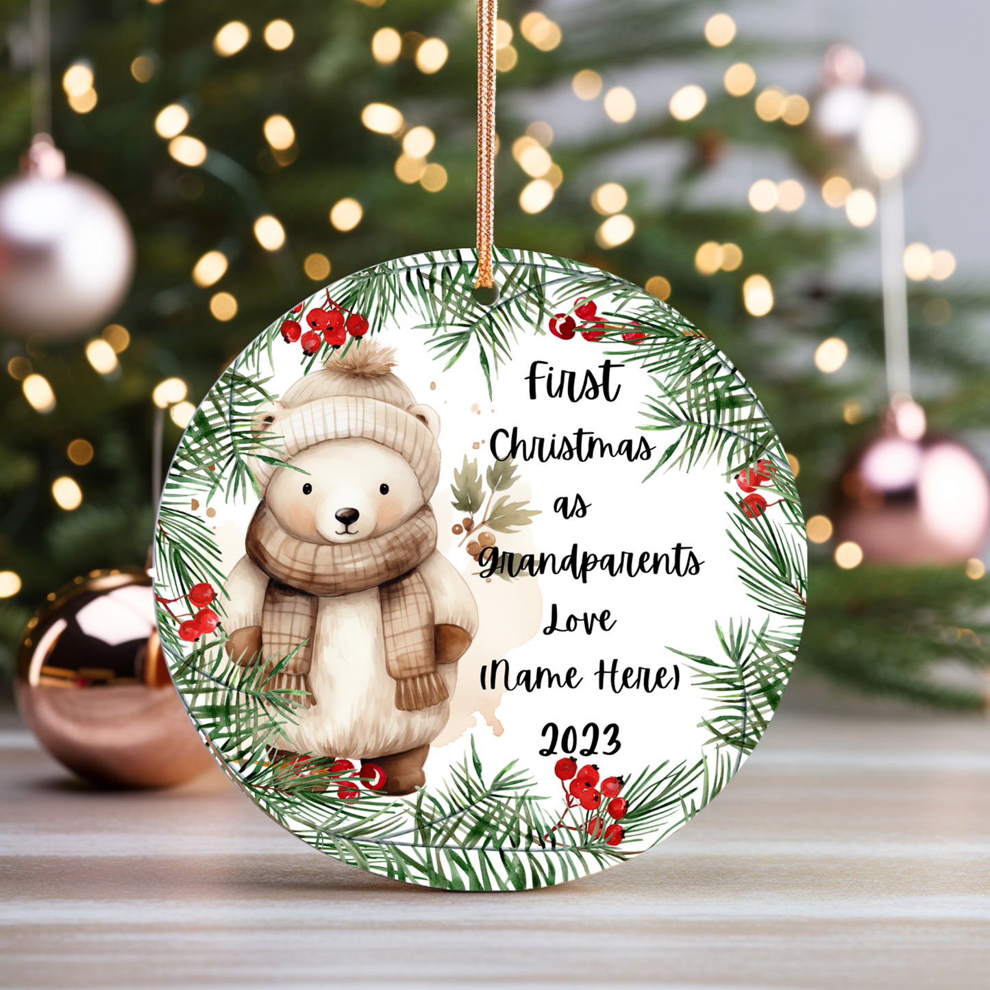 Cherished Beginnings:  Personalized Porcelain Ornament for Grandparents' First Christmas – Handmade Elegance, Lasting Memories. _1