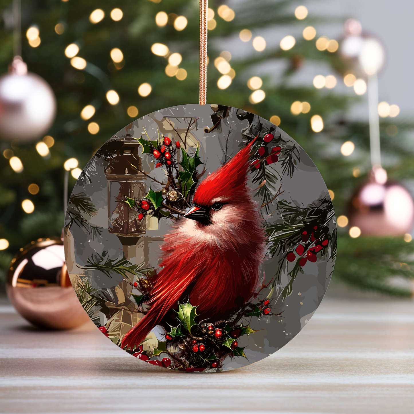Radiant 3D Porcelain Christmas Cardinal Ornament:  Elegance in Every Detail for Your Holiday Joy!
