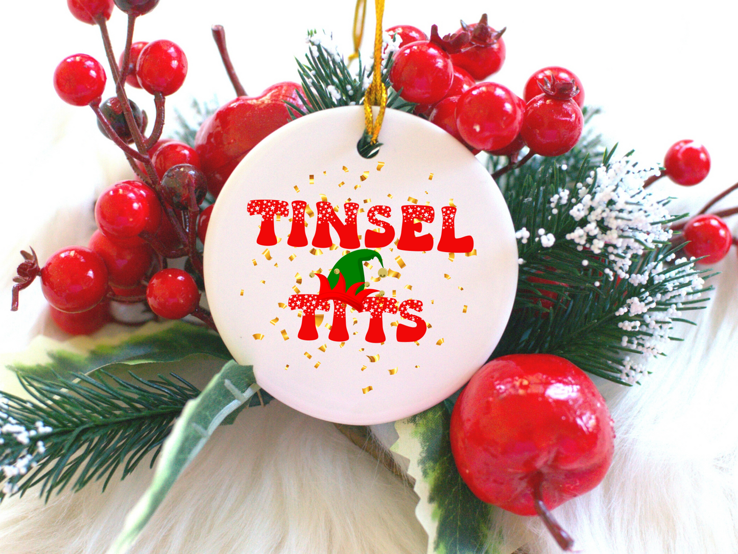 Exquisite Christmas Porcelain Ornaments with “Tinsel Tits”; a stunning addition to your holiday decor.