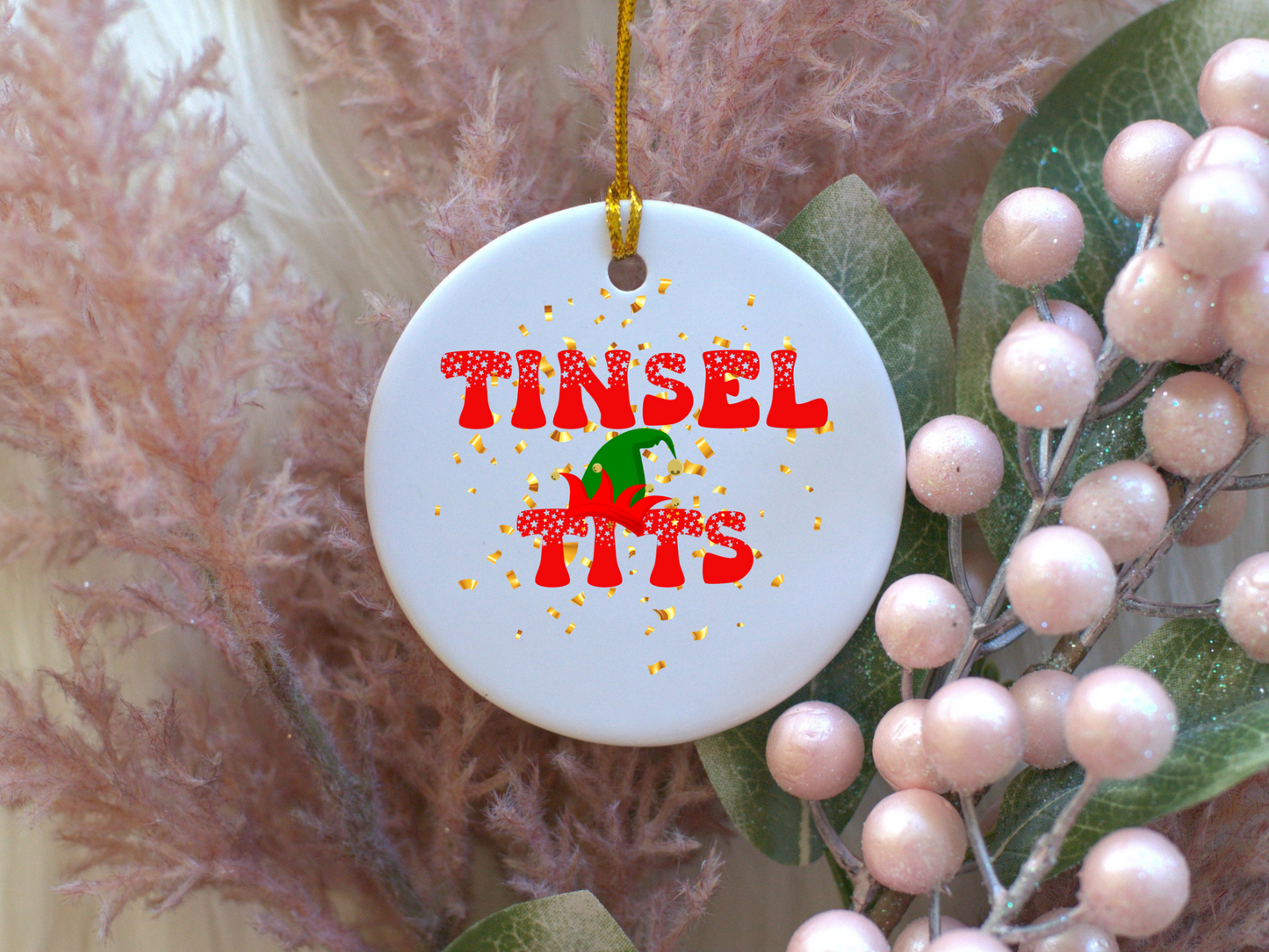 Exquisite Christmas Porcelain Ornaments with “Tinsel Tits”; a stunning addition to your holiday decor.