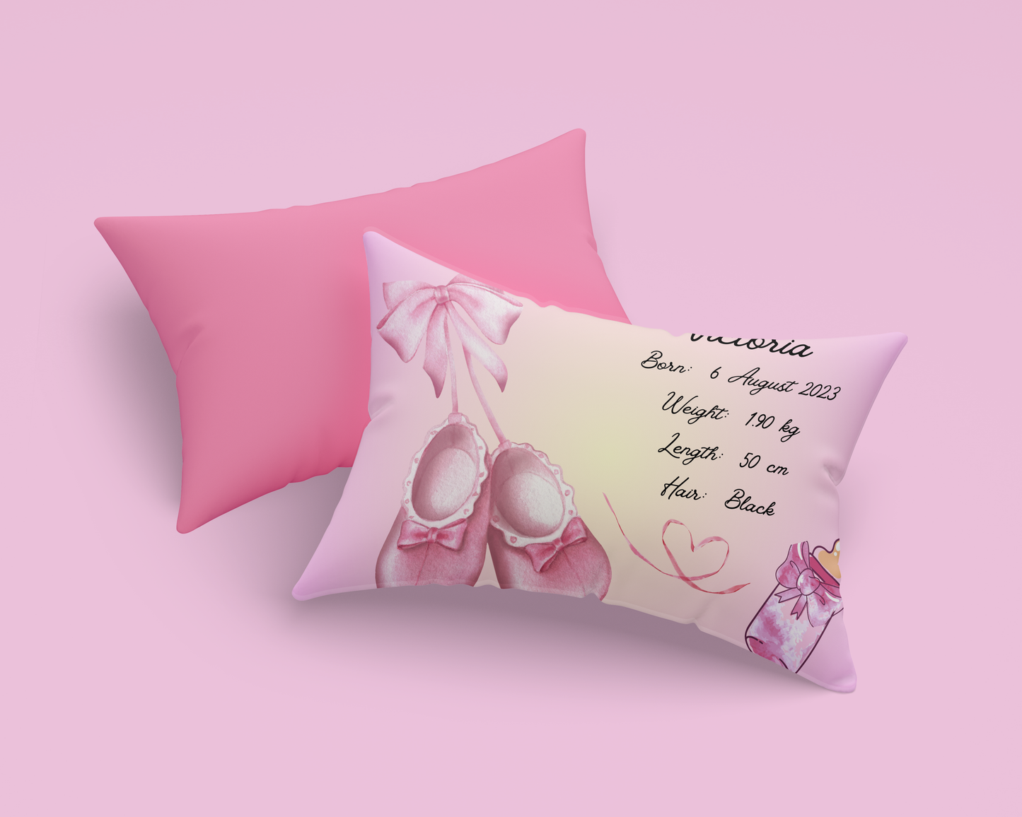 Personalised plush faux suede Pink Ballet Shoes' Throw Cushion, a cherished keepsake for life's precious moments!