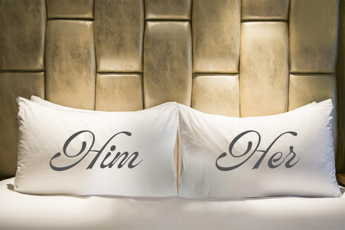 Sweet Dreams Together:  "Him" and "Her" Microfiber Pillowcases - Cozy, Personalized Comfort for a Perfect Night's Sleep!  Set of Two!