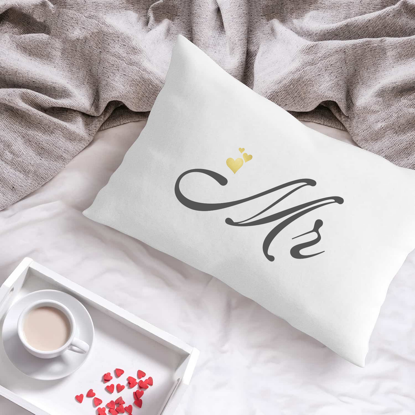 "Mr" & "Mrs" microfiber printed pillowcase set of two, Wedding gift, Anniversary gift, Engagement gift, Valentine’s day gift, House warming gift