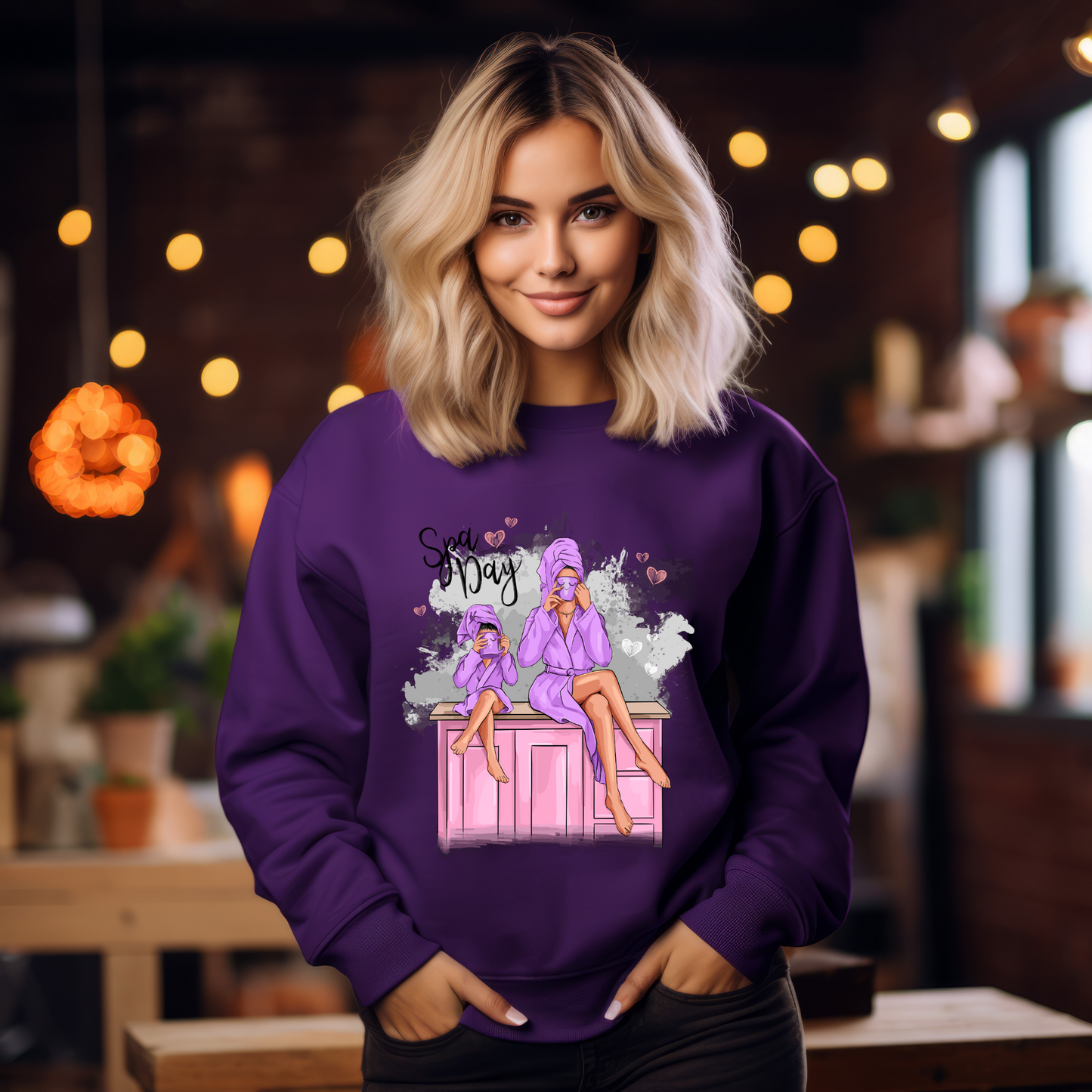 Customizable Mother and Daughter Spa Day Crew-Neck Sweatshirt, Personalization available!