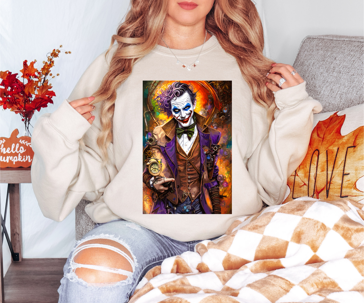 Steampunk Joker Sweatshirt, for a casual look or special occasions like Halloween