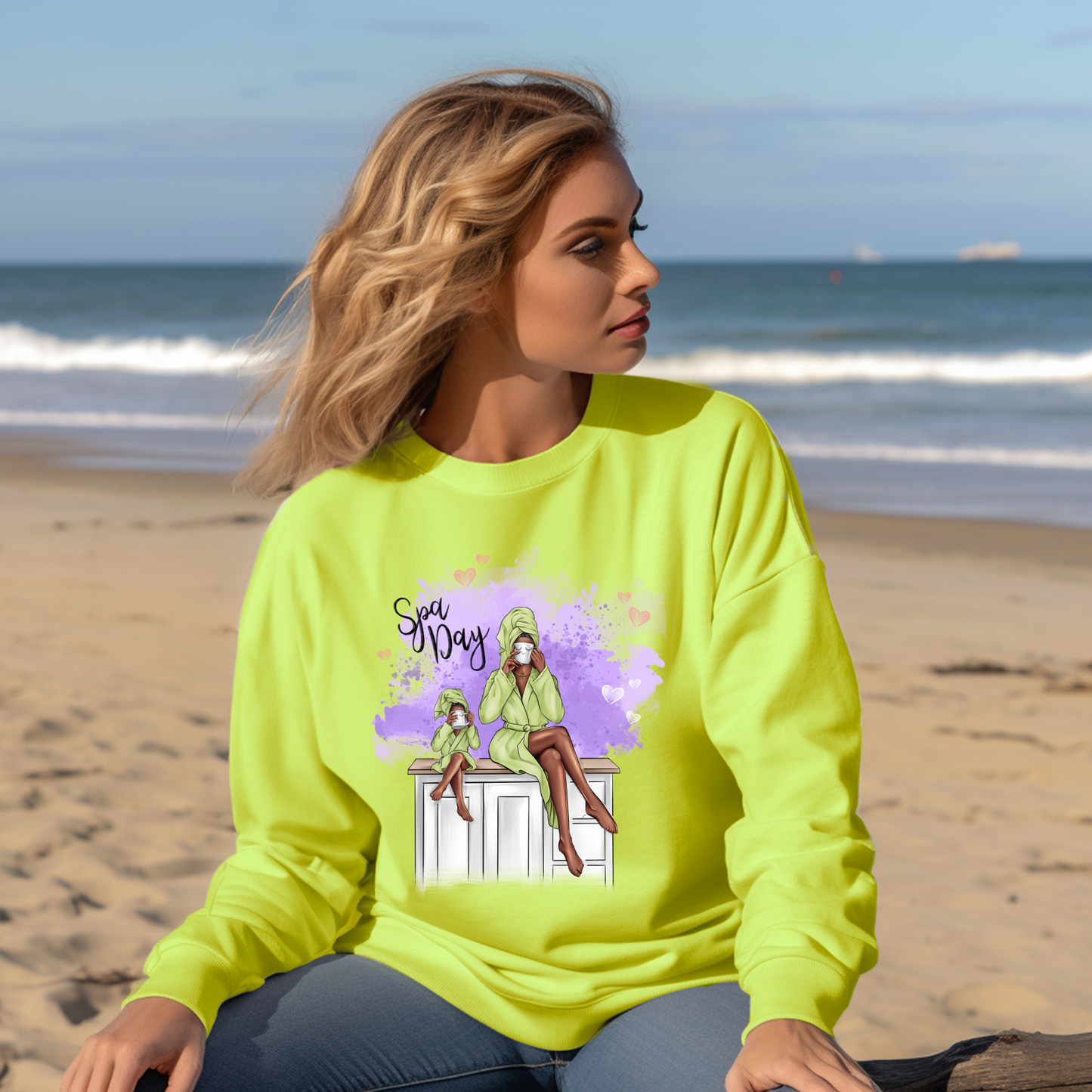 Customizable Mother and Daughter Spa Day Crew-Neck Sweatshirt, Personalization available!