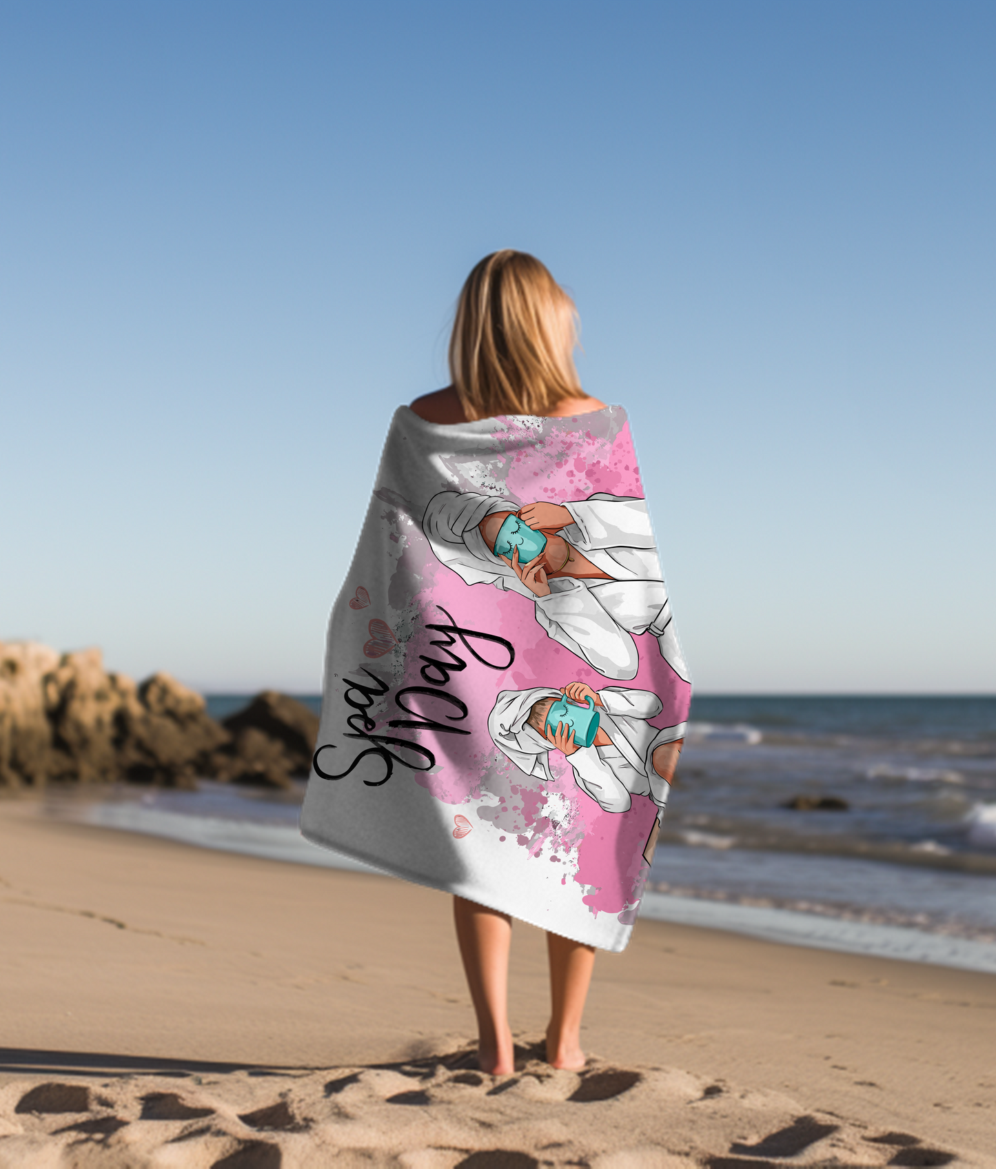 Customizable Spa Day Minky Blanket, Mother and Daughter - Wrap Yourself in Luxury and Love!