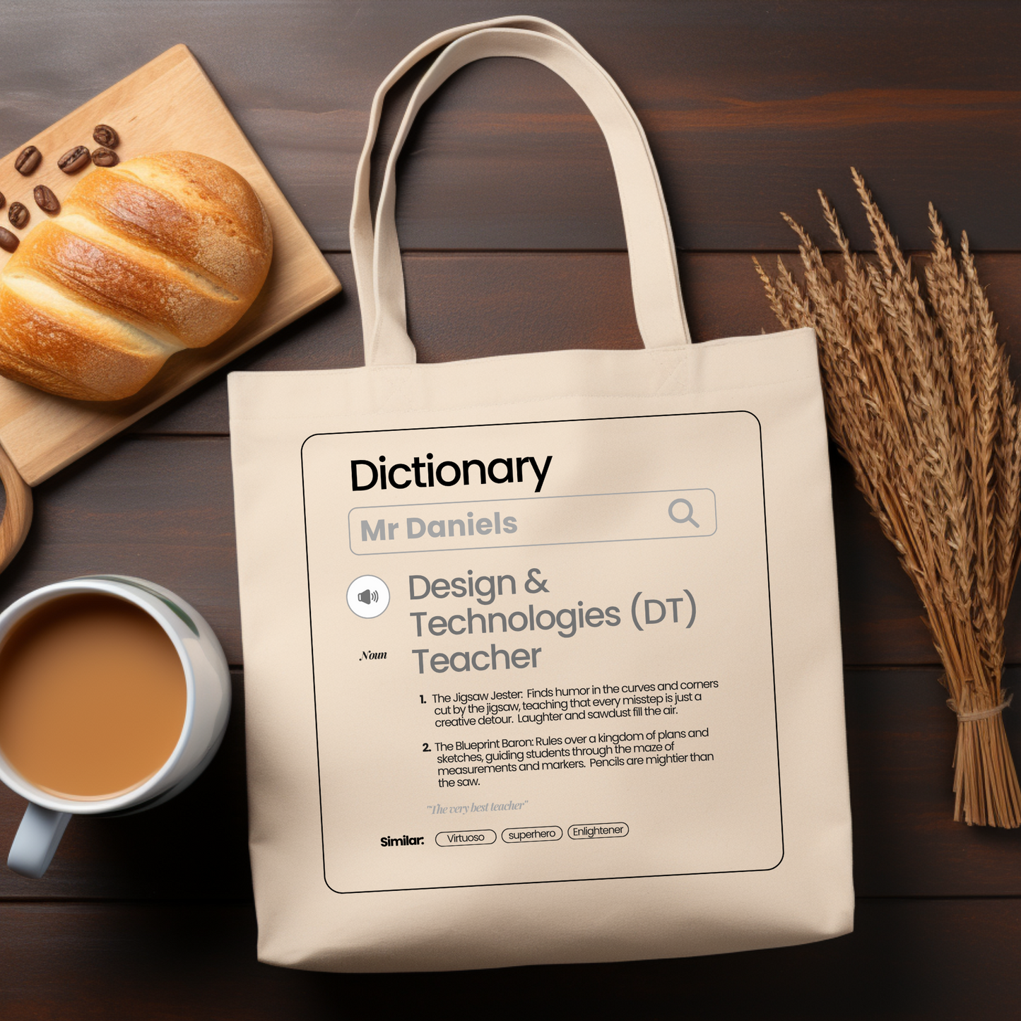 Chic & Witty:  Personalized Teacher Tribute Canvas Tote Bags – “Design & Technology (DT) Teacher”