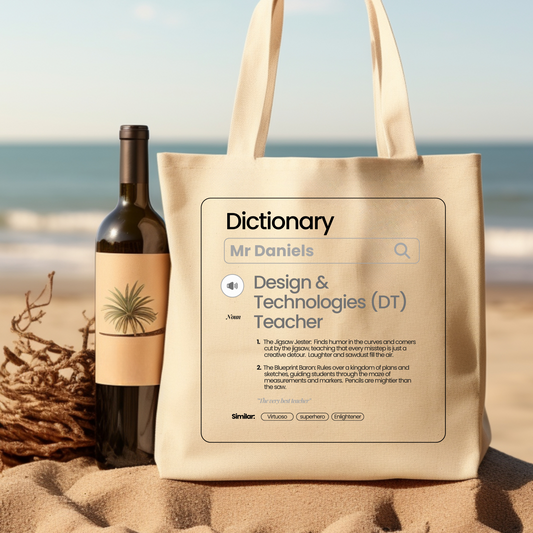 Chic & Witty:  Personalized Teacher Tribute Canvas Tote Bags – “Design & Technology (DT) Teacher”