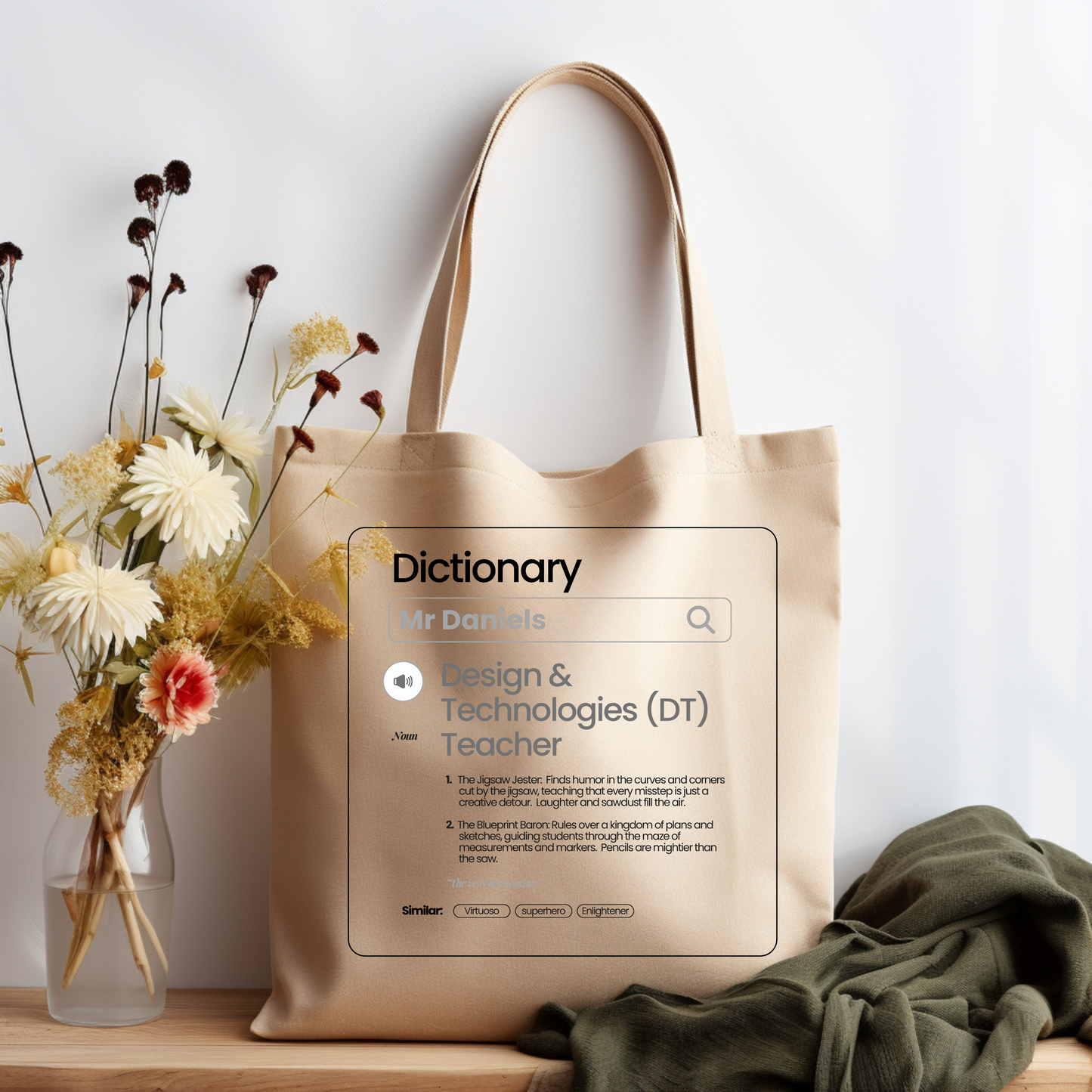 Chic & Witty:  Personalized Teacher Tribute Canvas Tote Bags – “Design & Technology (DT) Teacher”