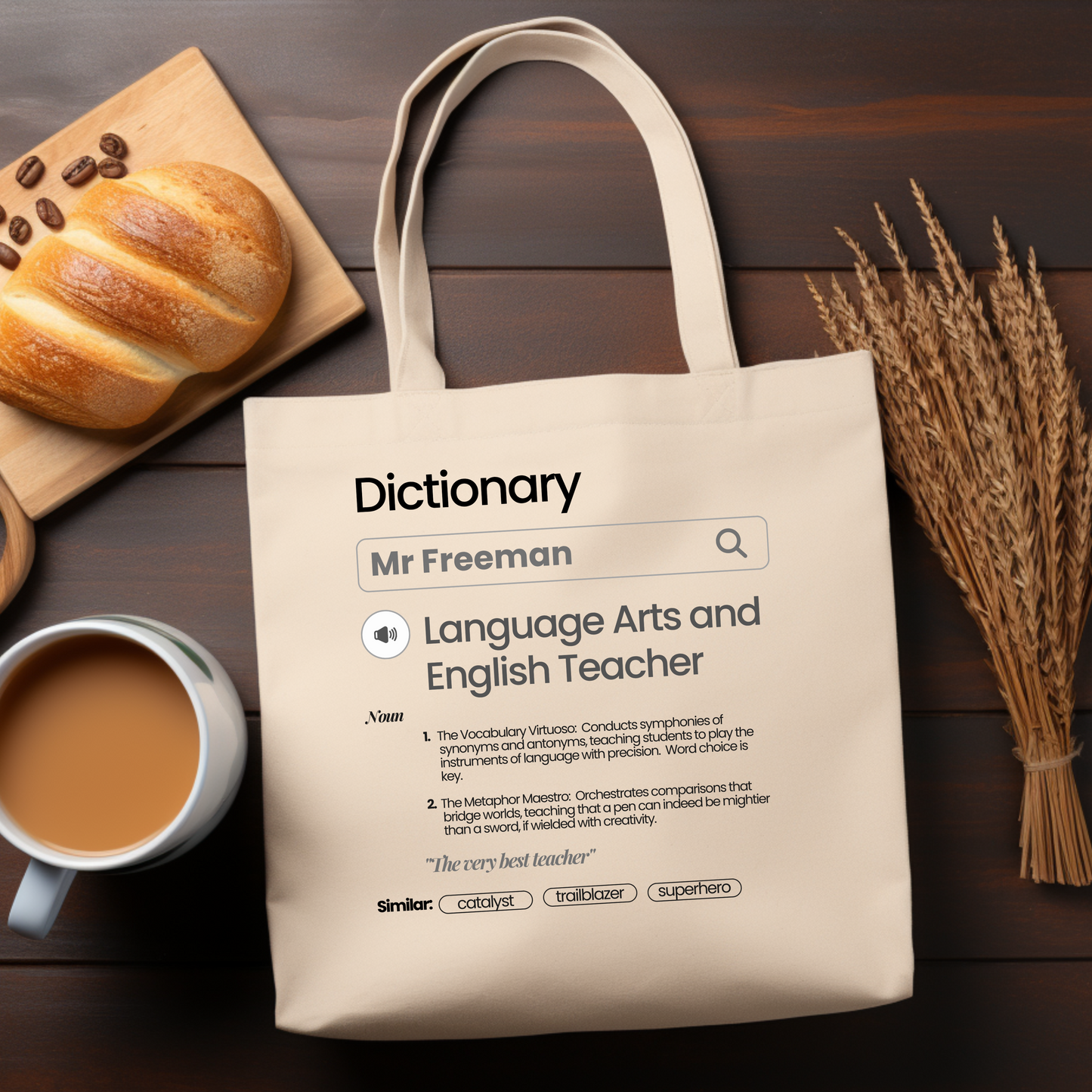 Chic & Witty:  Personalized Teacher Tribute Canvas Tote Bags – “Language Arts and English Teacher”