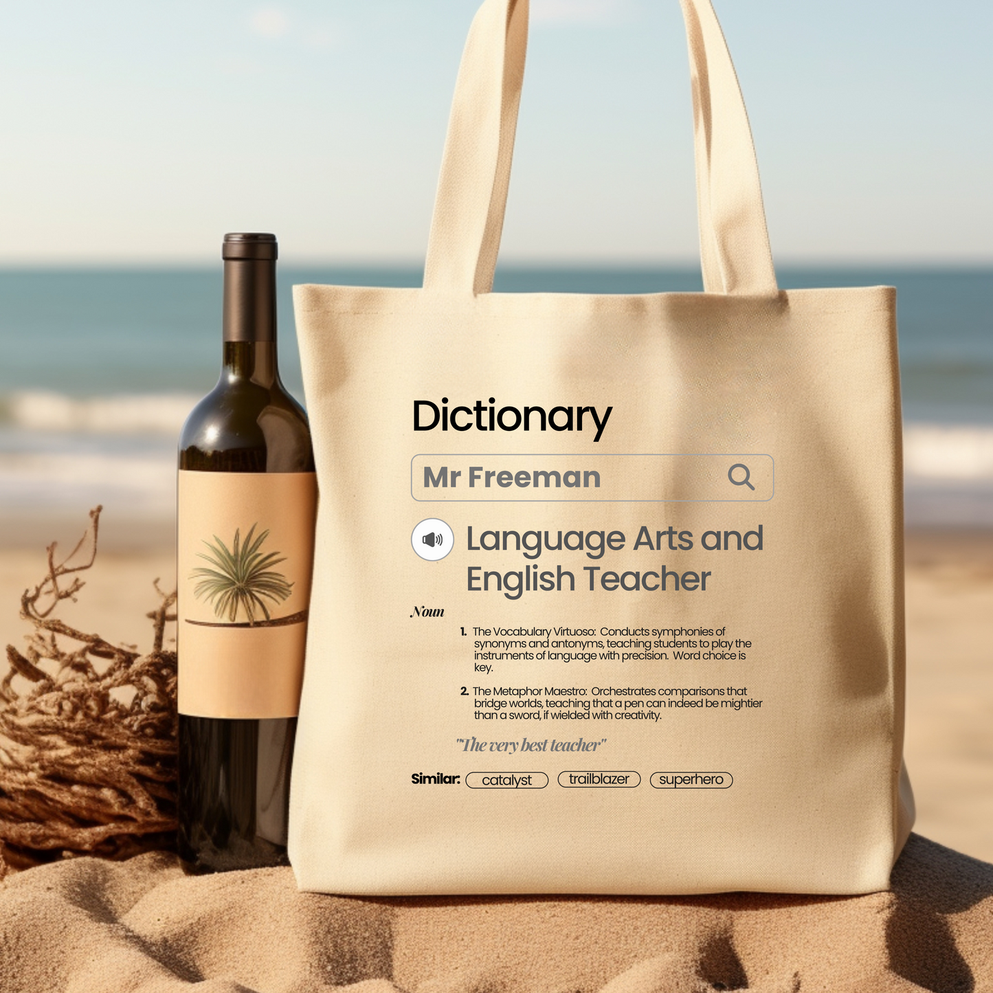 Chic & Witty:  Personalized Teacher Tribute Canvas Tote Bags – “Language Arts and English Teacher”