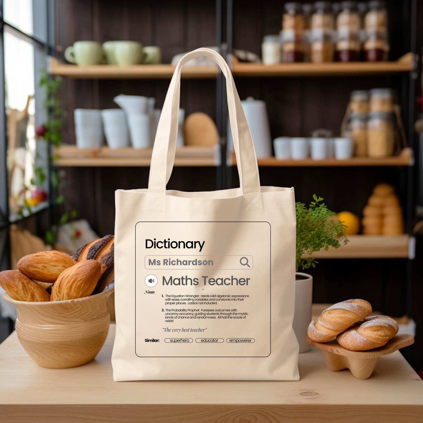 Chic & Witty:  Personalized Teacher Tribute Canvas Tote Bags - Maths Teacher