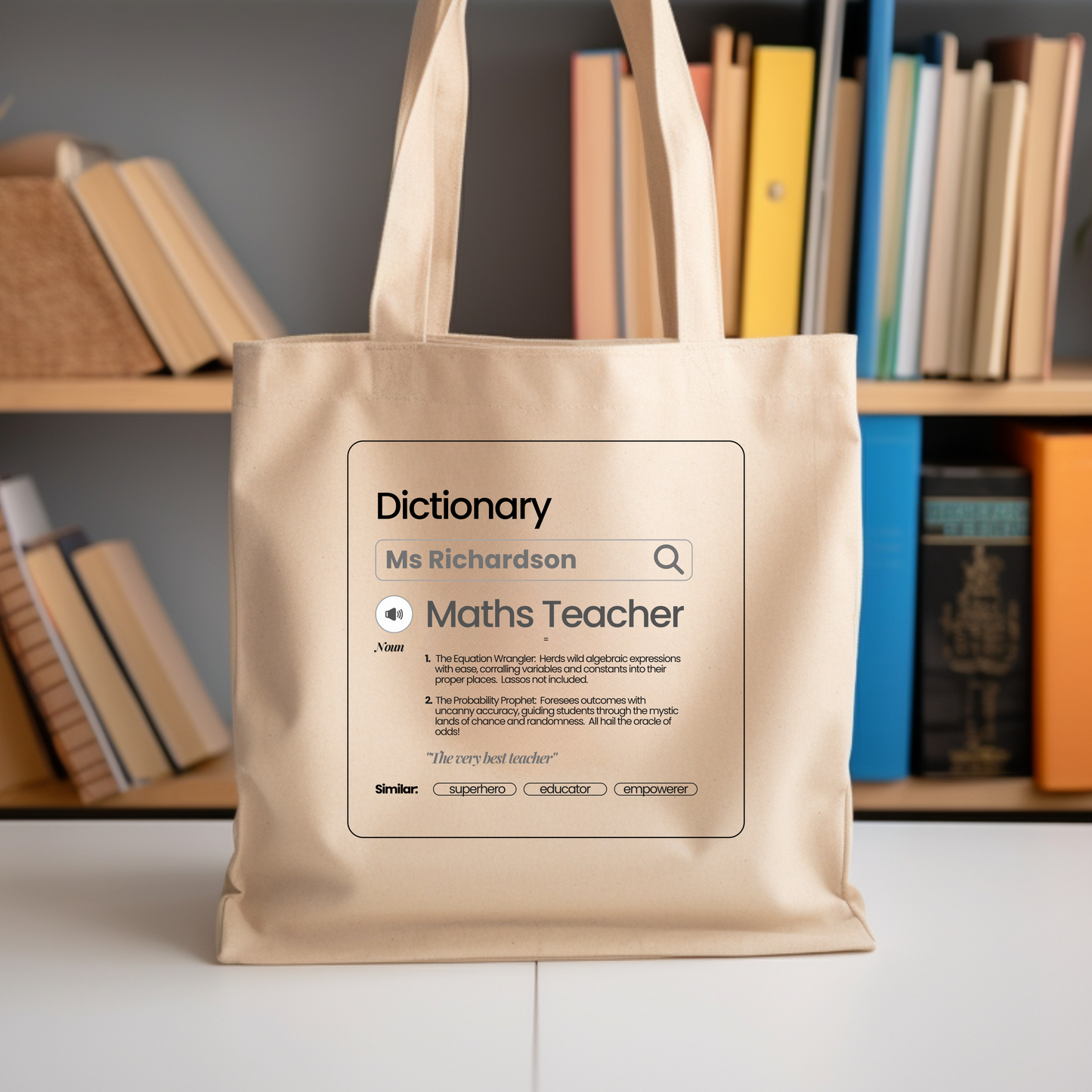 Chic & Witty:  Personalized Teacher Tribute Canvas Tote Bags - Maths Teacher