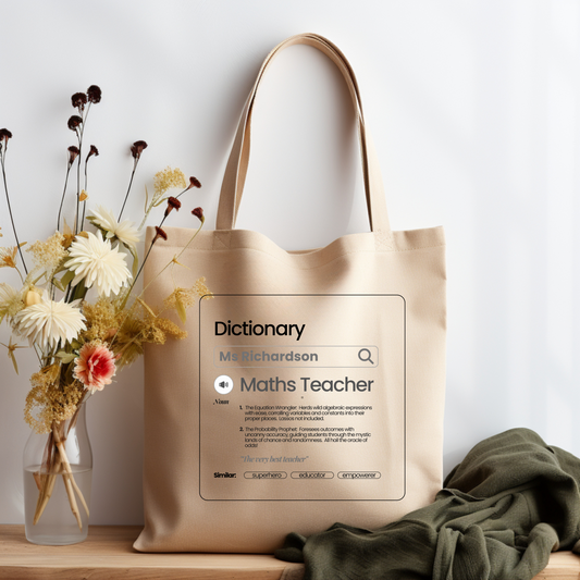 Chic & Witty:  Personalized Teacher Tribute Canvas Tote Bags - Maths Teacher