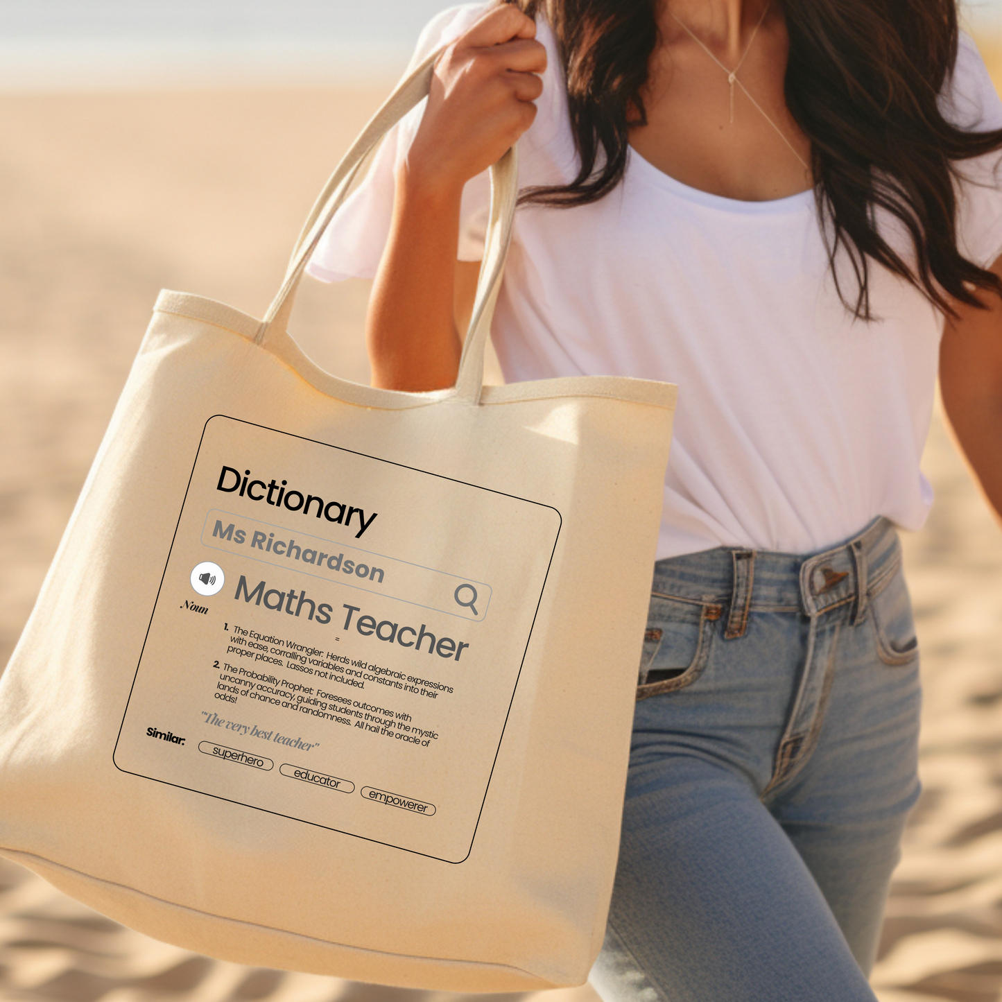 Chic & Witty:  Personalized Teacher Tribute Canvas Tote Bags - Maths Teacher