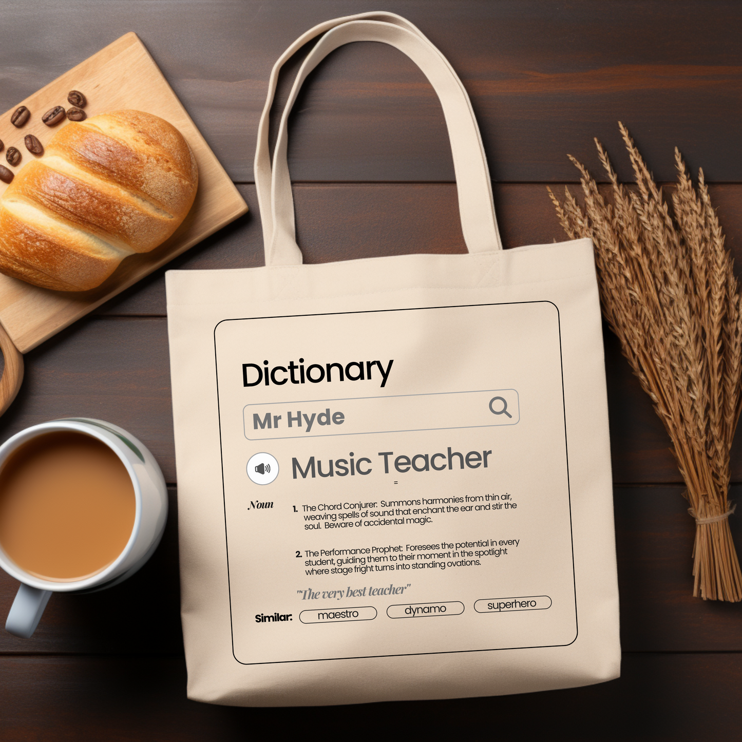 Chic & Witty:  Personalized Teacher Tribute Canvas Tote Bags – “Music Teacher”