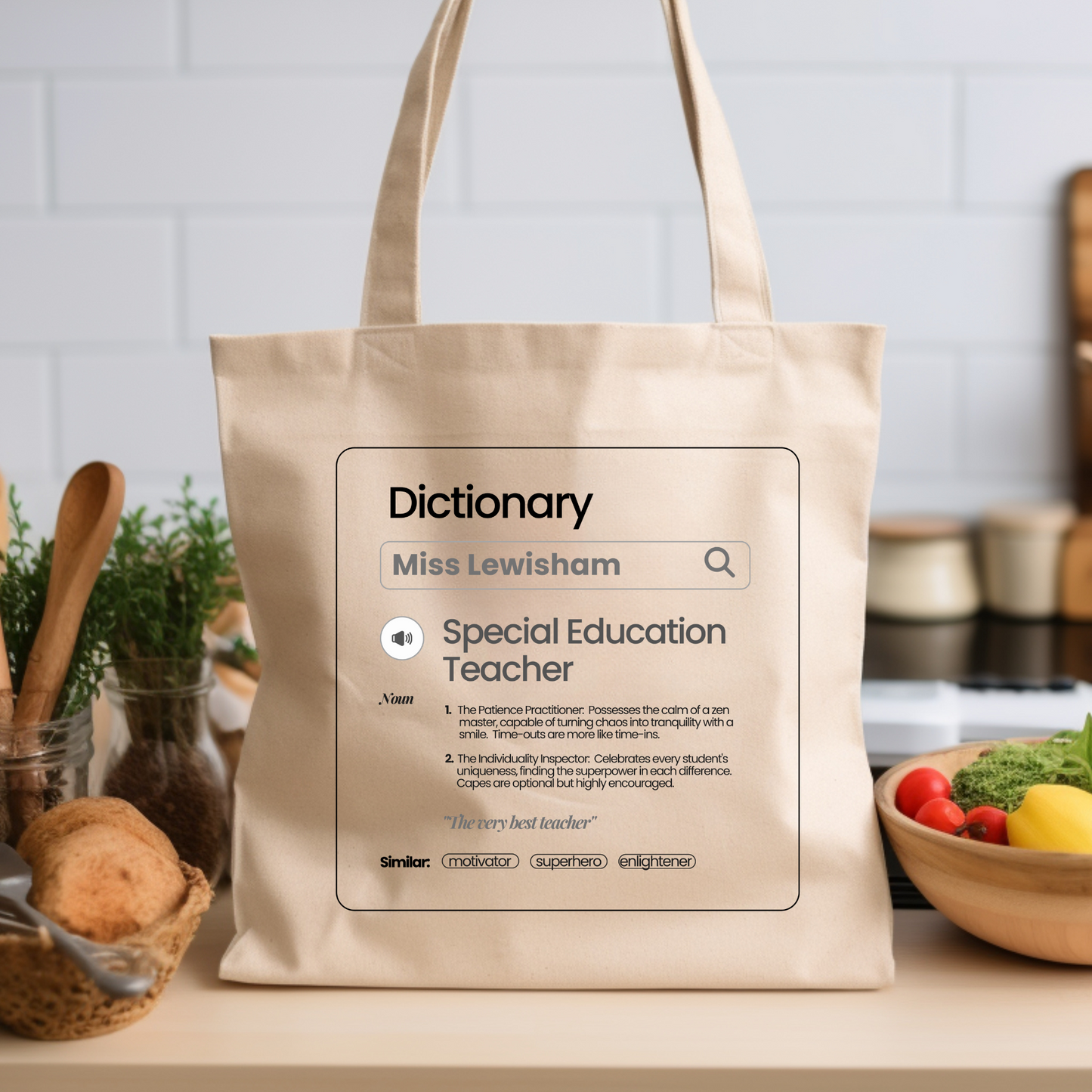 Chic & Witty:  Personalized Teacher Tribute Canvas Tote Bags - "Special Education Teacher"