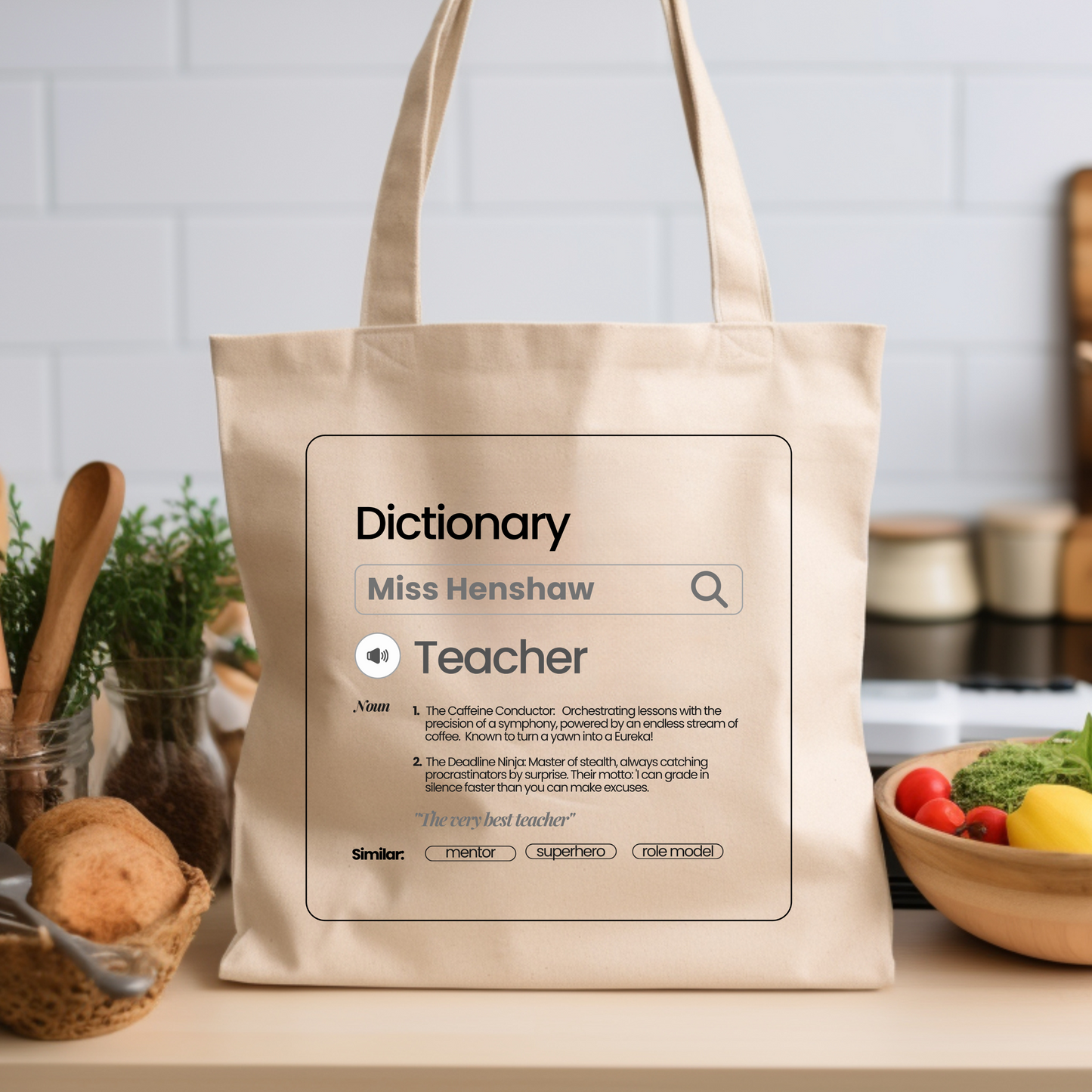 Chic & Witty:  Personalized Teacher Tribute Canvas Tote Bags – "Teacher"