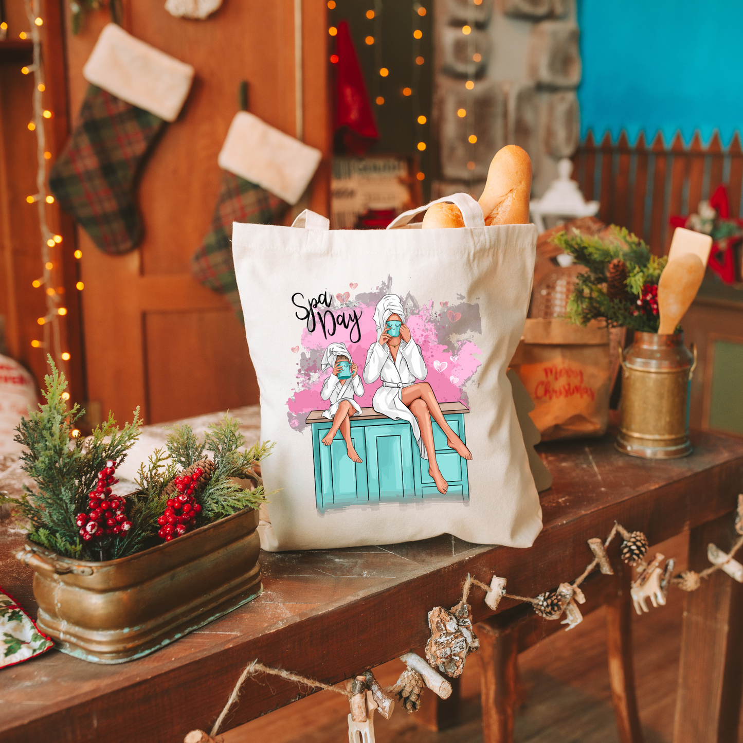 Introducing Our Customizable Spa Day Canvas Tote Bag - Your Stylish Companion For Every Occasion!